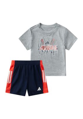 Baby Boys Two Piece 3 Stripes Colorblock Shorts Set
