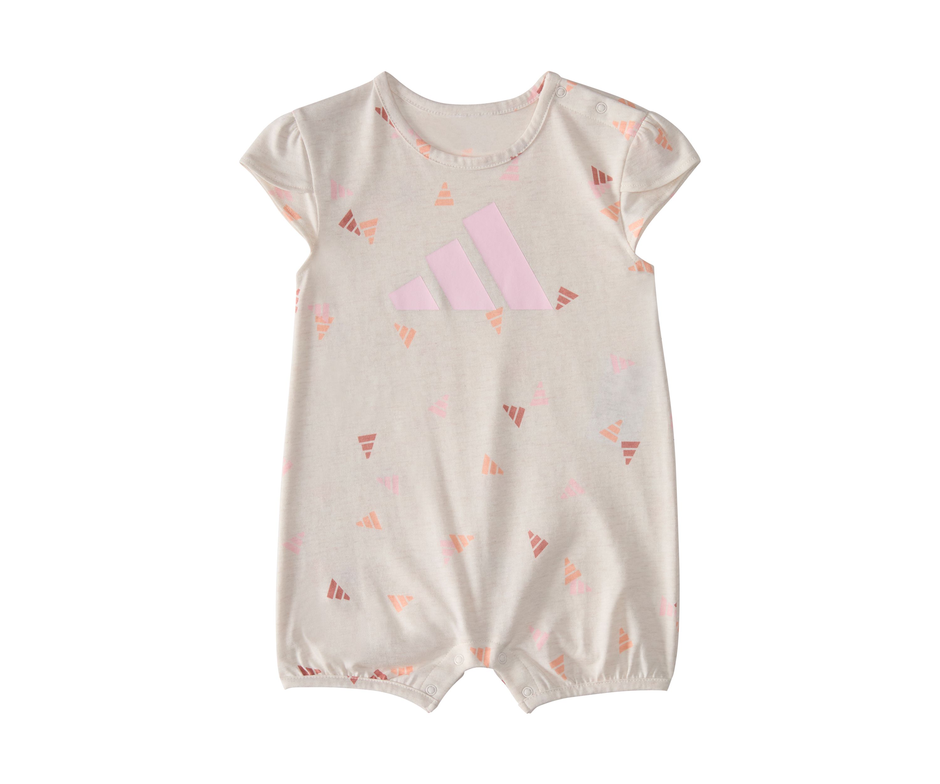 Baby Girls Short Sleeve Printed Heather Shortie Romper