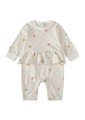 Baby Girls Long Sleeve Printed Flounced Coverall