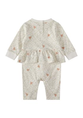 Baby Girls Long Sleeve Printed Flounced Coverall