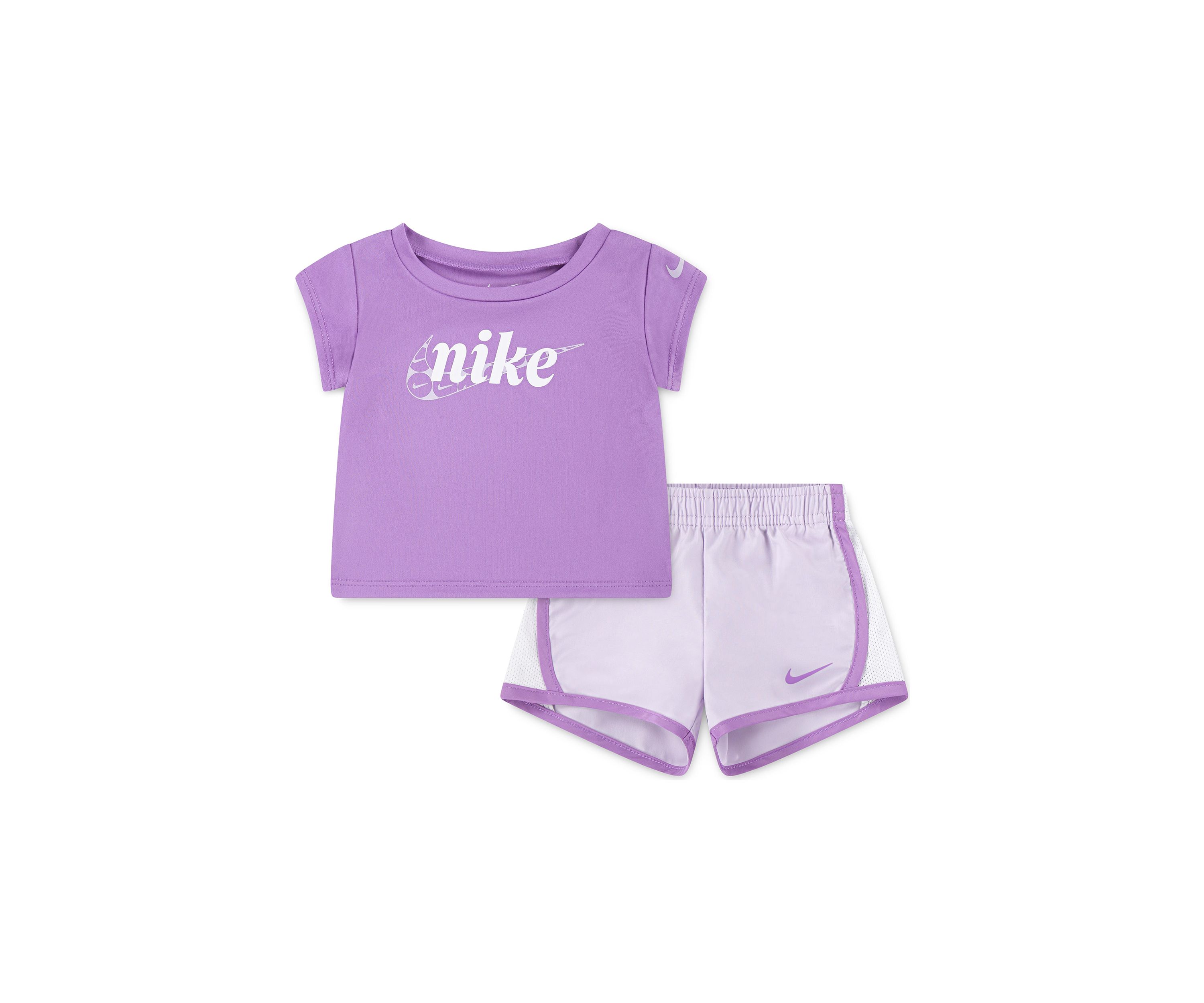 Baby Girls Dri Fit Graphic T-Shirt and Shorts Set