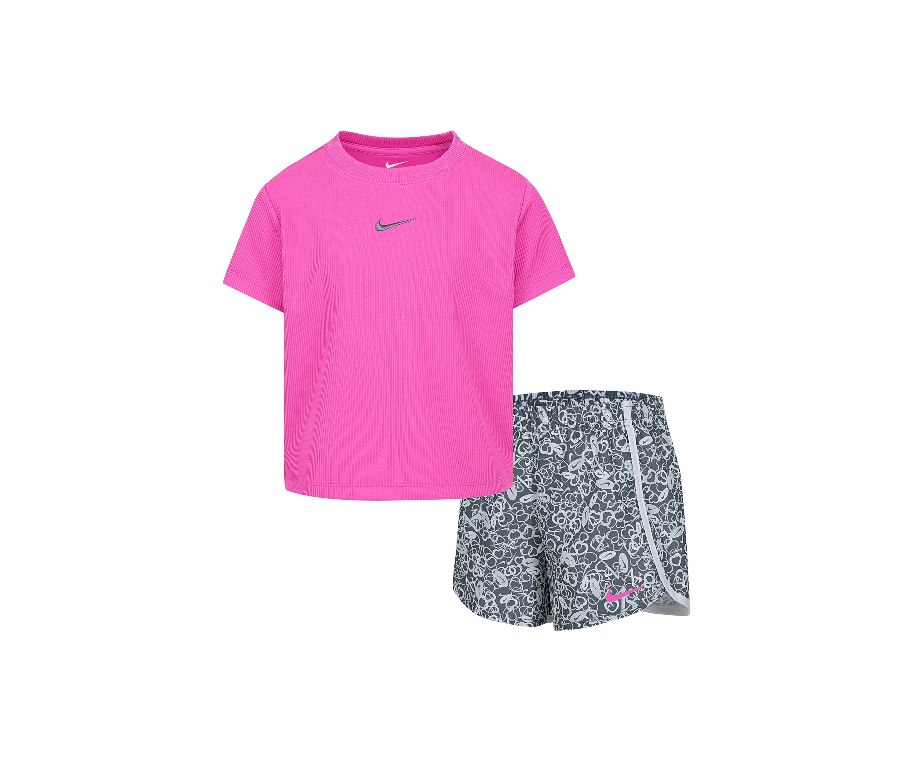 Baby Girls Dri Fit Graphic T-Shirt and Shorts Set