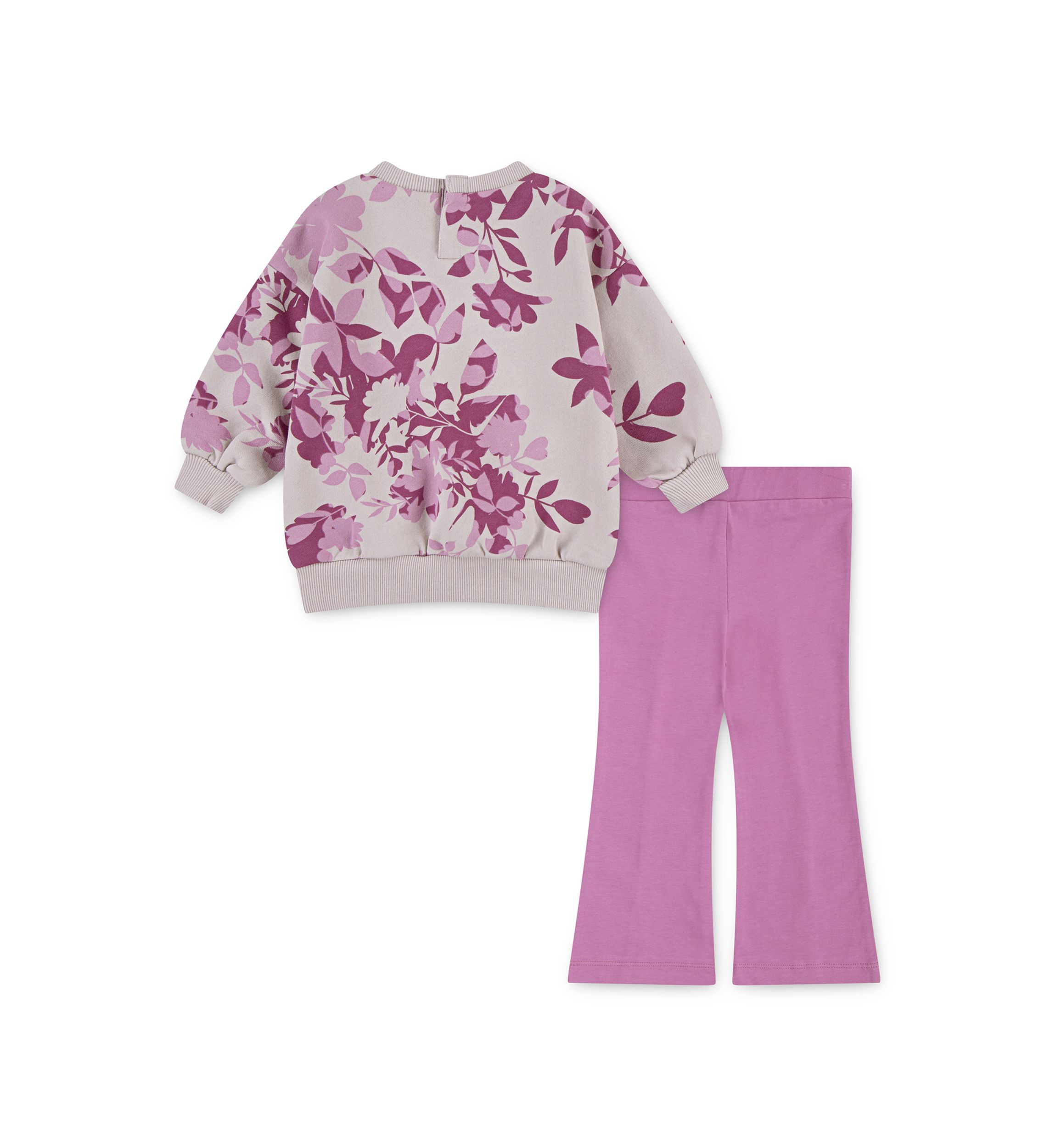 Baby Girls Floral Camo Printed Logo Sweatshirt and Flare Pants Set