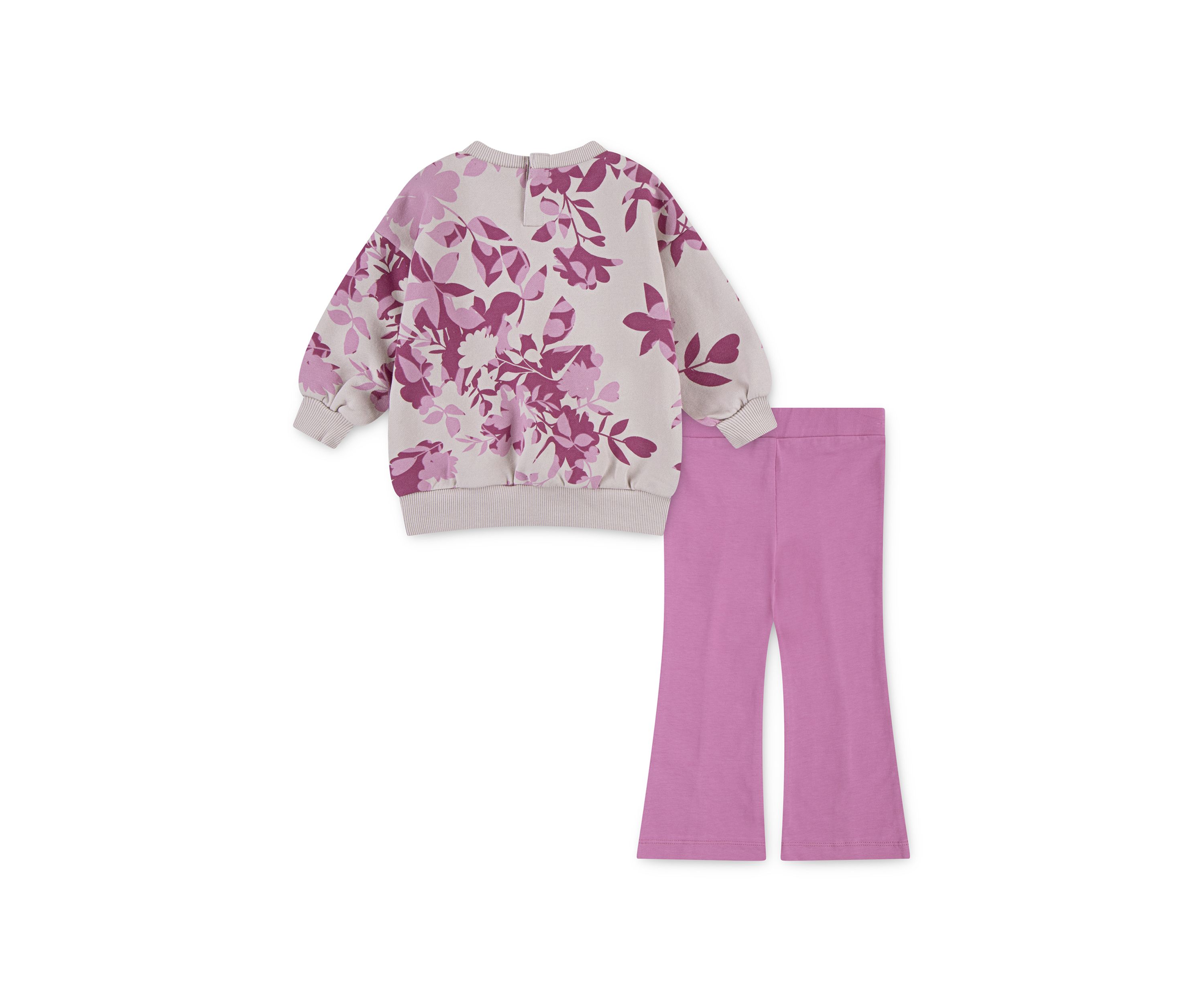 Baby Girls Floral Camo Printed Logo Sweatshirt and Flare Pants Set