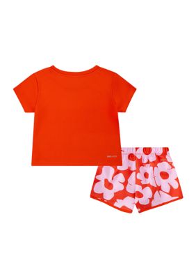 Under Armour Little Girls 2T-6X Short-Sleeve Heart/Icon Tee & Matching  Shorts Set