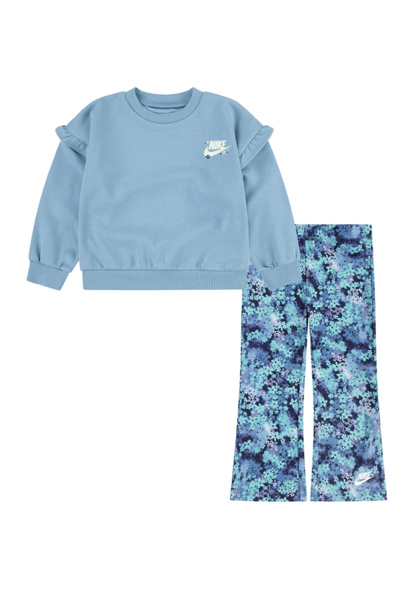 Toddler Girls Jersey Sweatshirt and Printed Flare Leggings