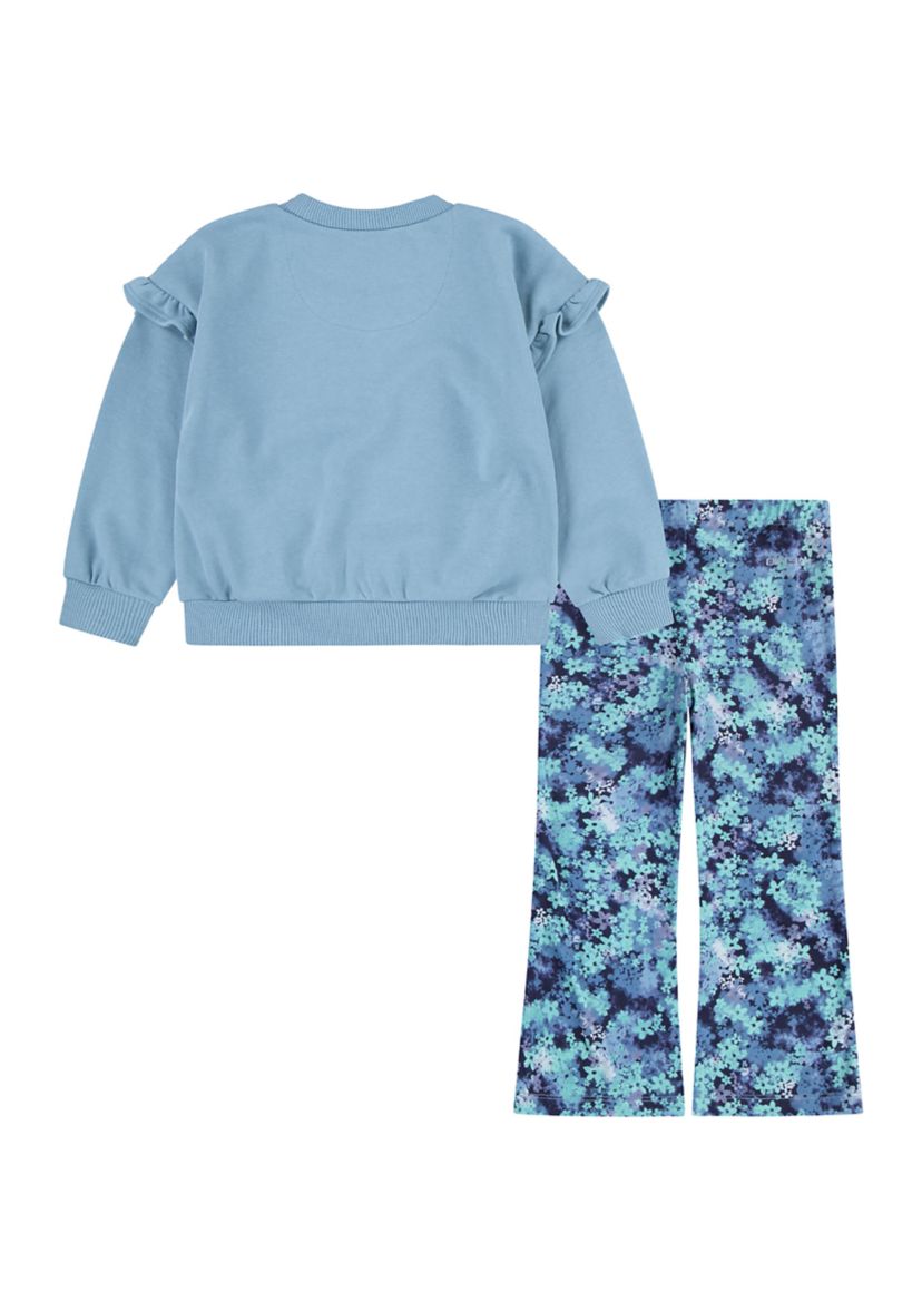 Toddler Girls Jersey Sweatshirt and Printed Flare Leggings