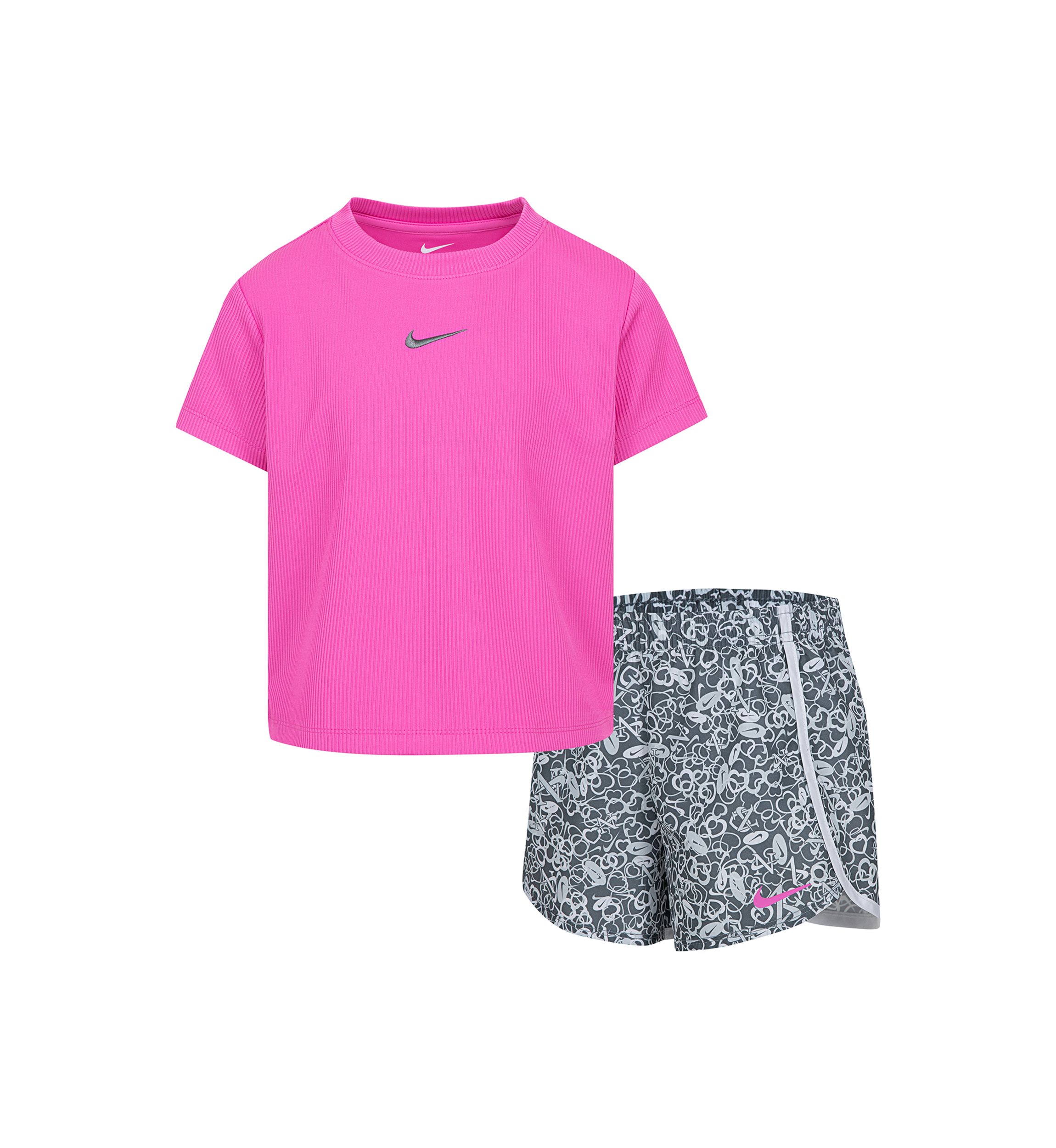 Toddler Girls Ribbed Dri Fit T-Shirt and Shorts Set