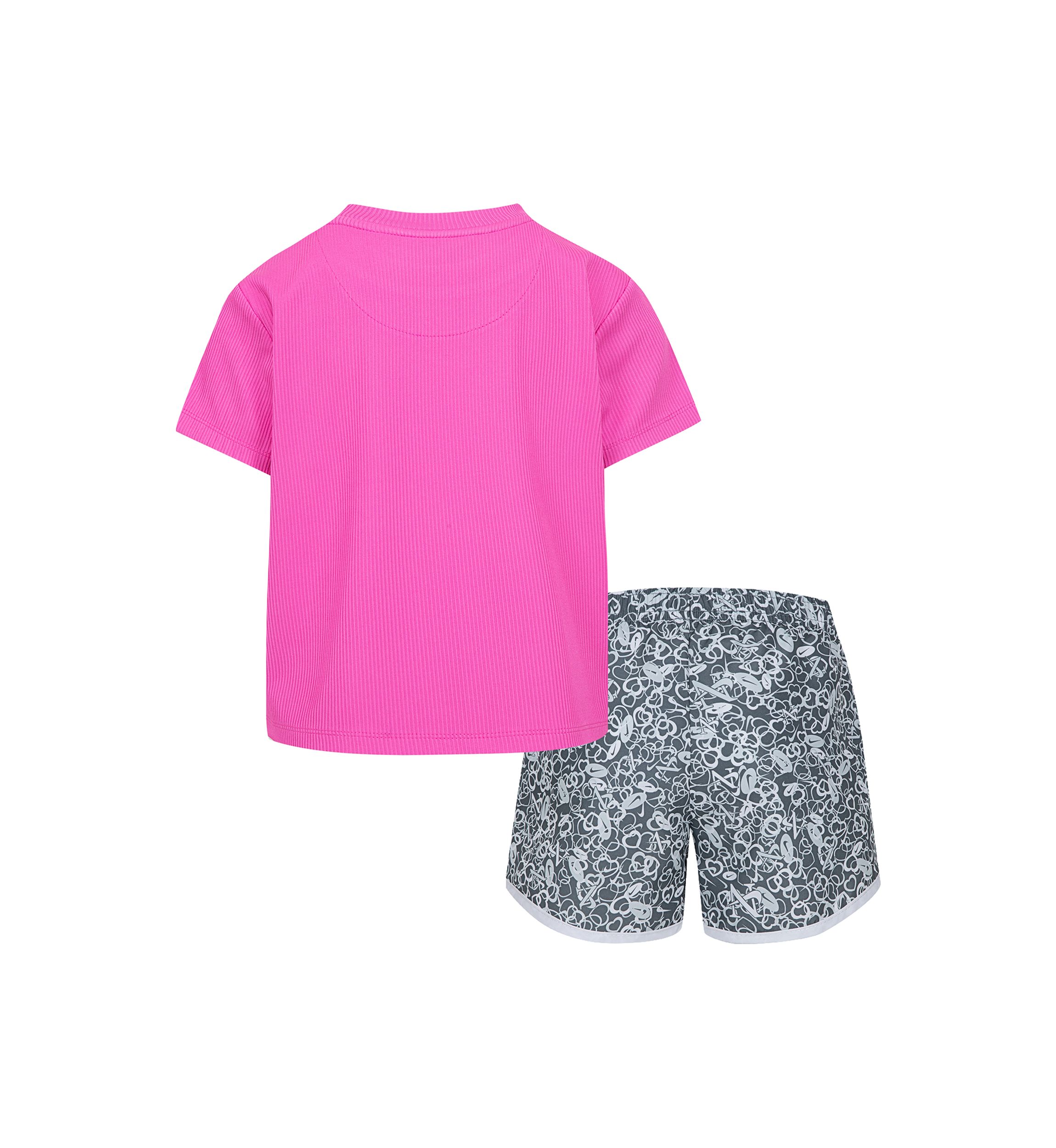 Toddler Girls Ribbed Dri Fit T-Shirt and Shorts Set