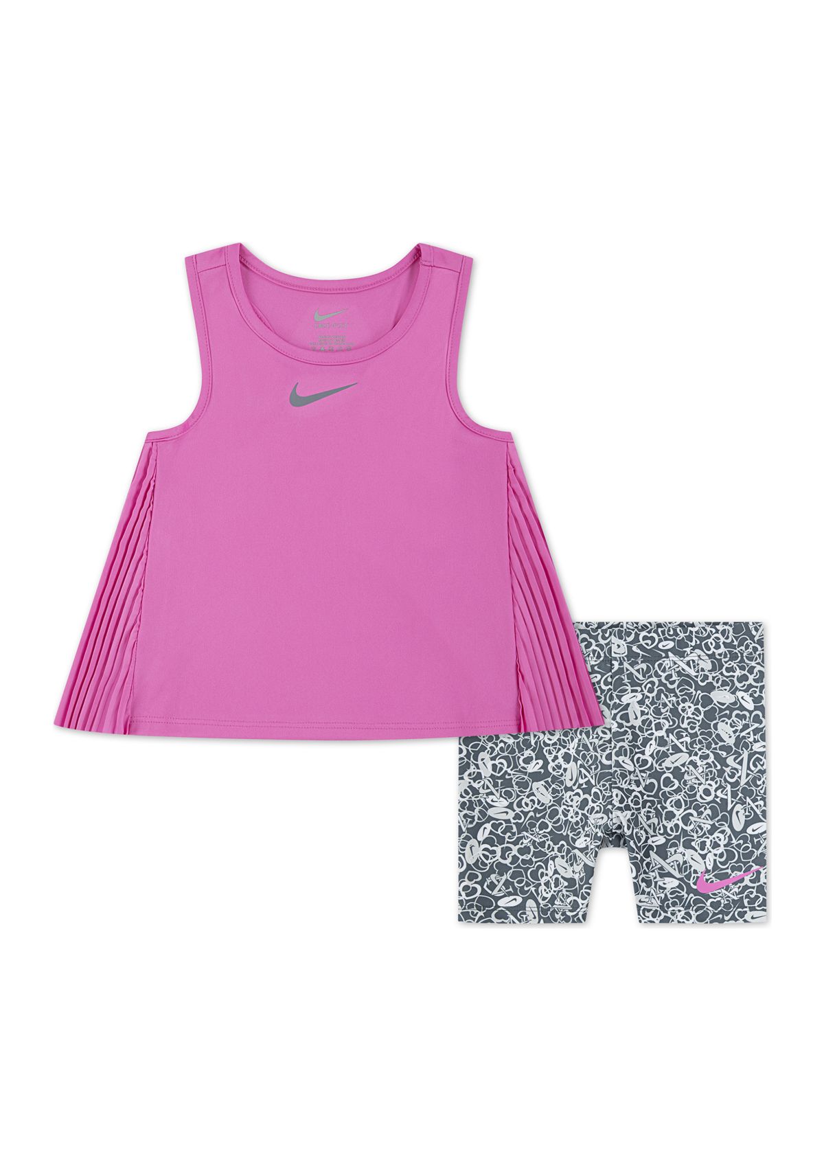 Toddler Girls Pleated Tank Top and Bike Shorts Set