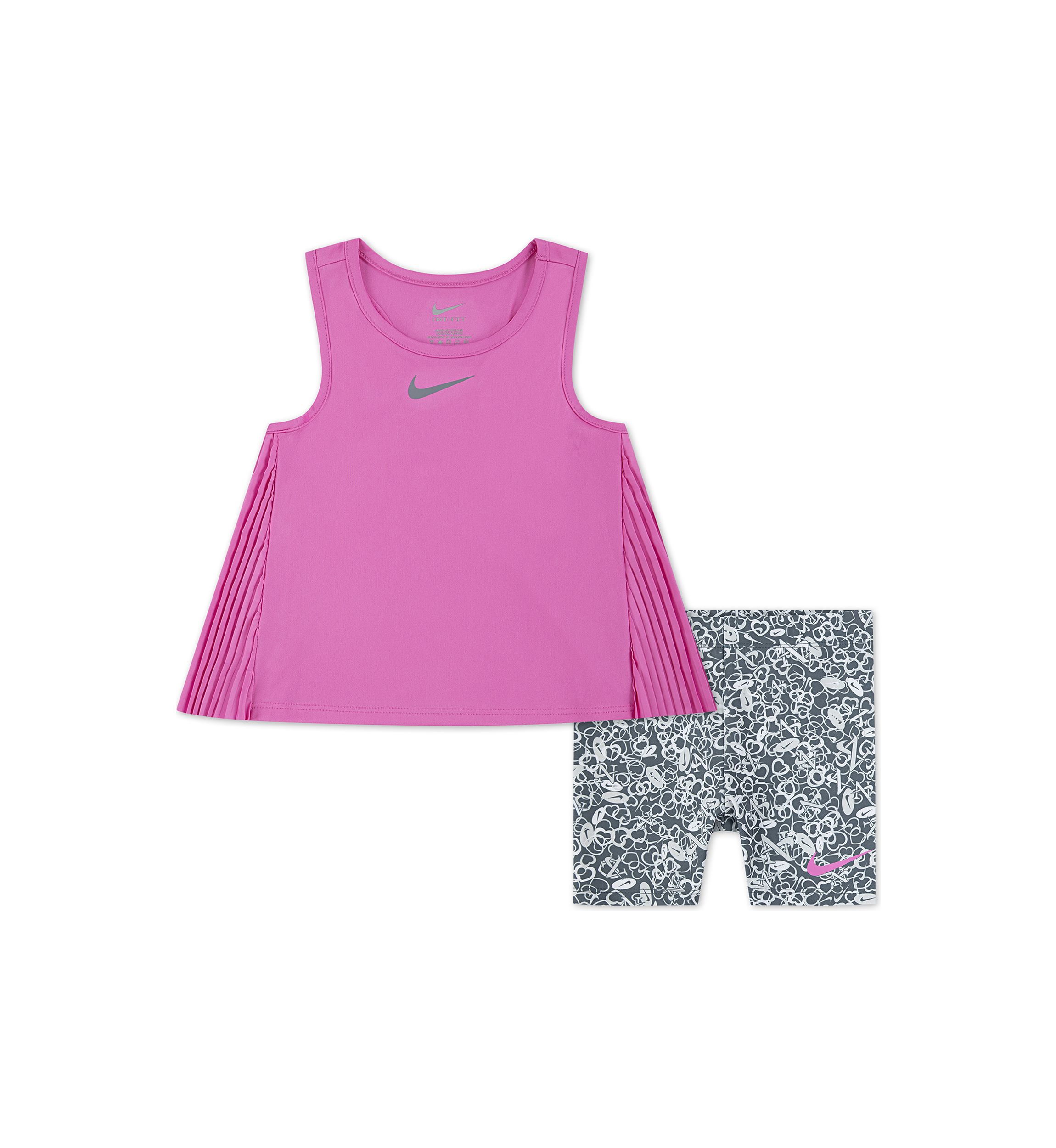 Toddler Girls Pleated Tank Top and Bike Shorts Set