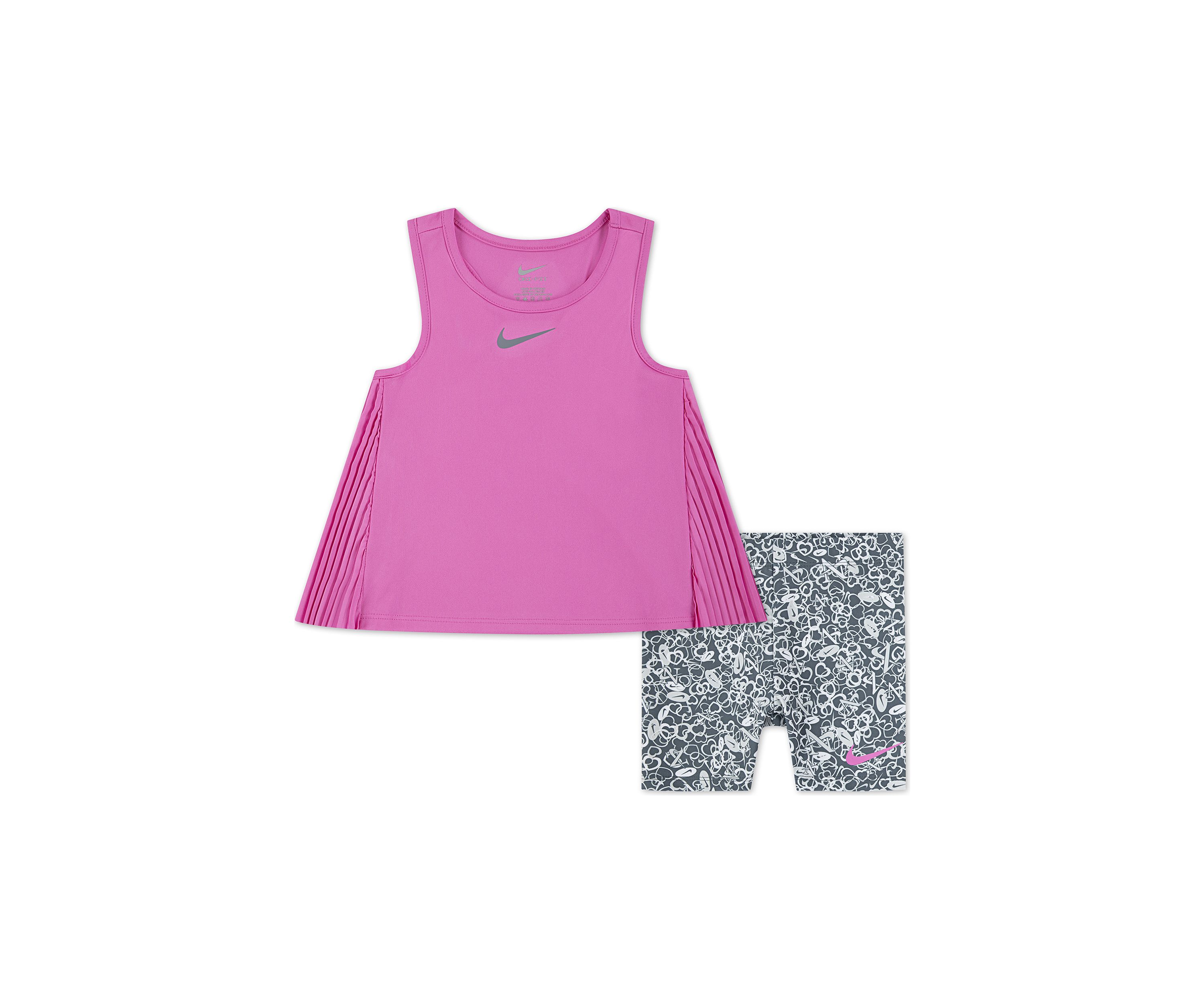 Toddler Girls Pleated Tank Top and Bike Shorts Set