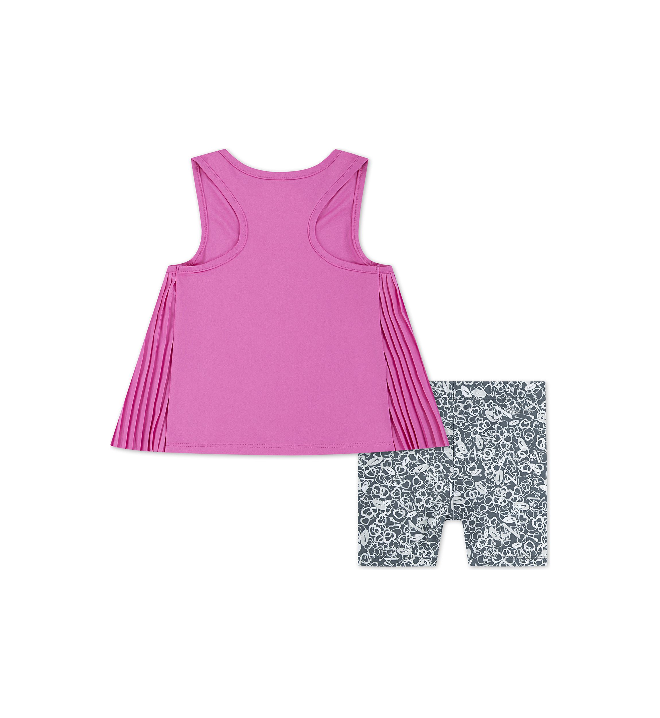 Toddler Girls Pleated Tank Top and Bike Shorts Set