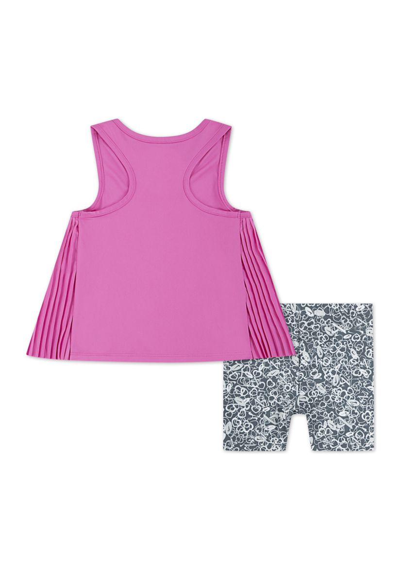 Toddler Girls Pleated Tank Top and Bike Shorts Set