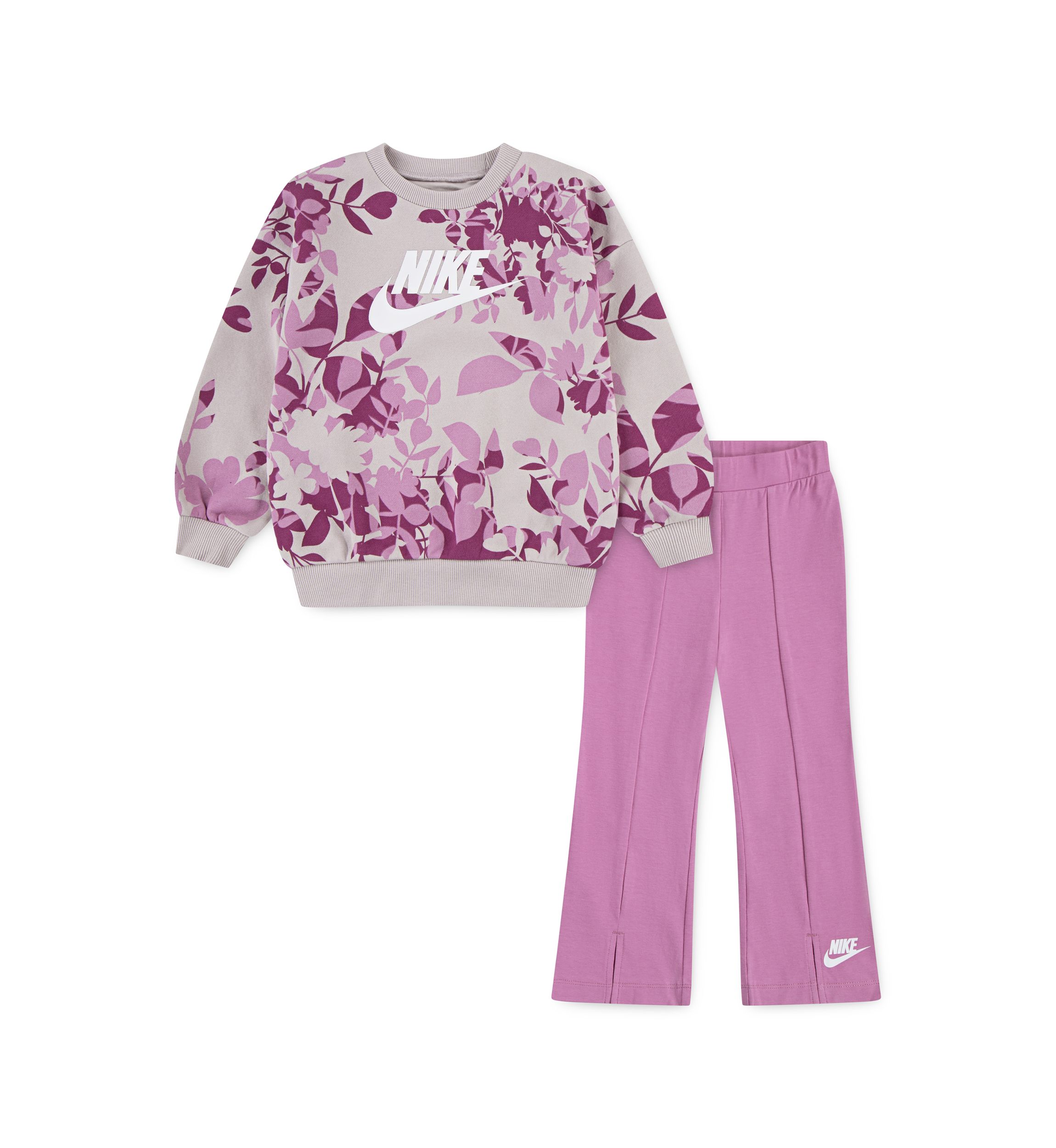 Toddler Girls Floral Camo Crew Neck Sweatshirt and Leggings Set