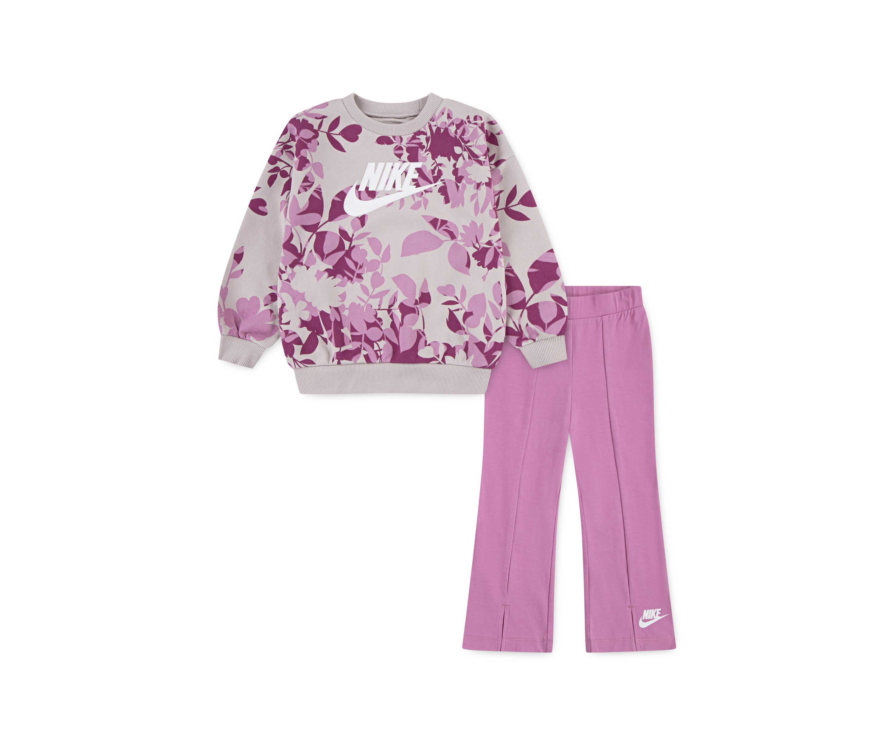 Toddler Girls Floral Camo Crew Neck Sweatshirt and Leggings Set