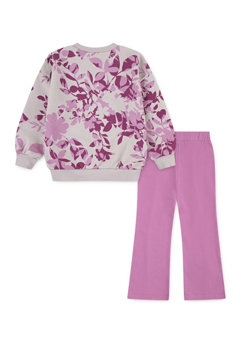 Toddler Girls Floral Camo Crew Neck Sweatshirt and Leggings Set