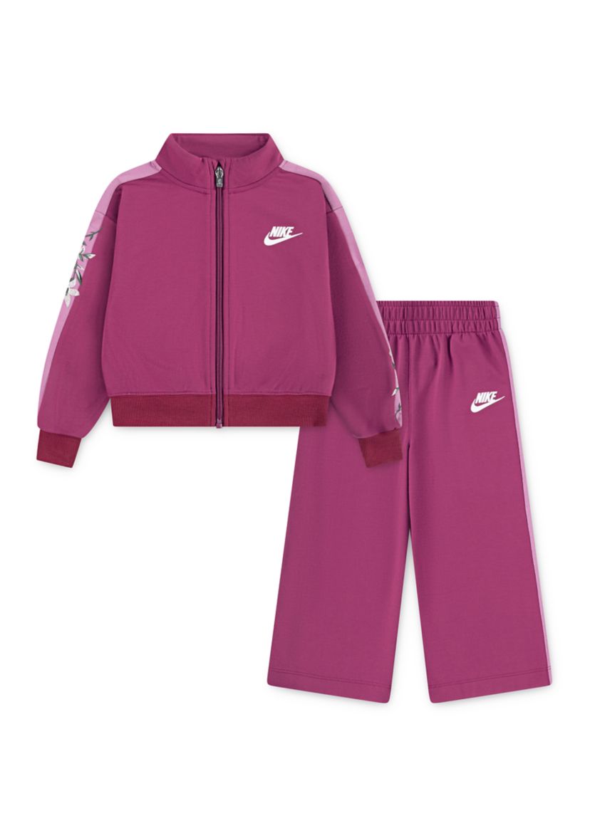 Toddler Girls Floral Printed Track Jacket and Pants Set
