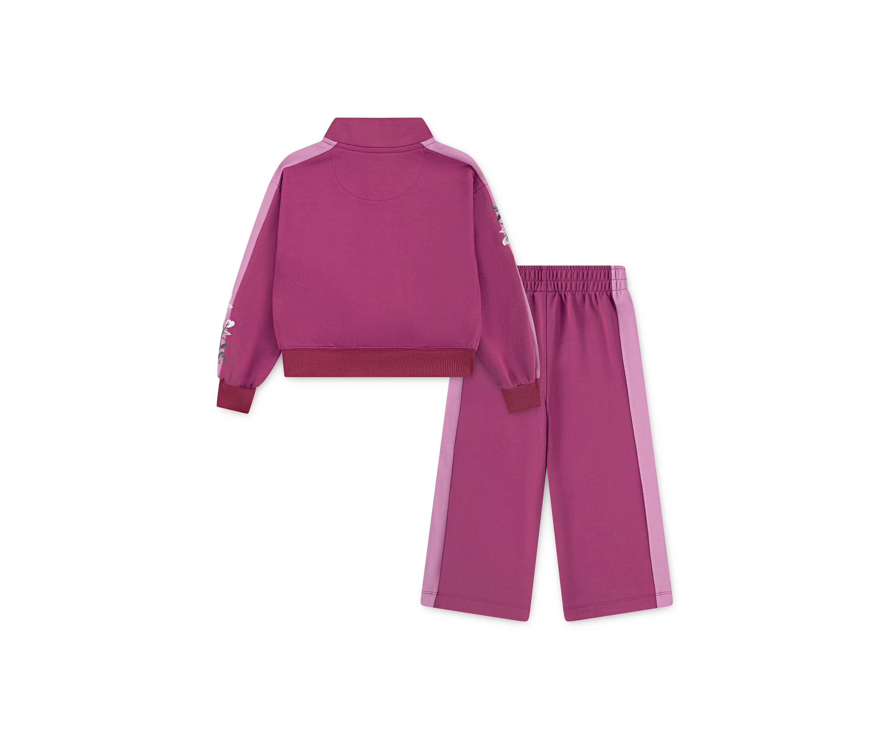 Toddler Girls Floral Printed Track Jacket and Pants Set