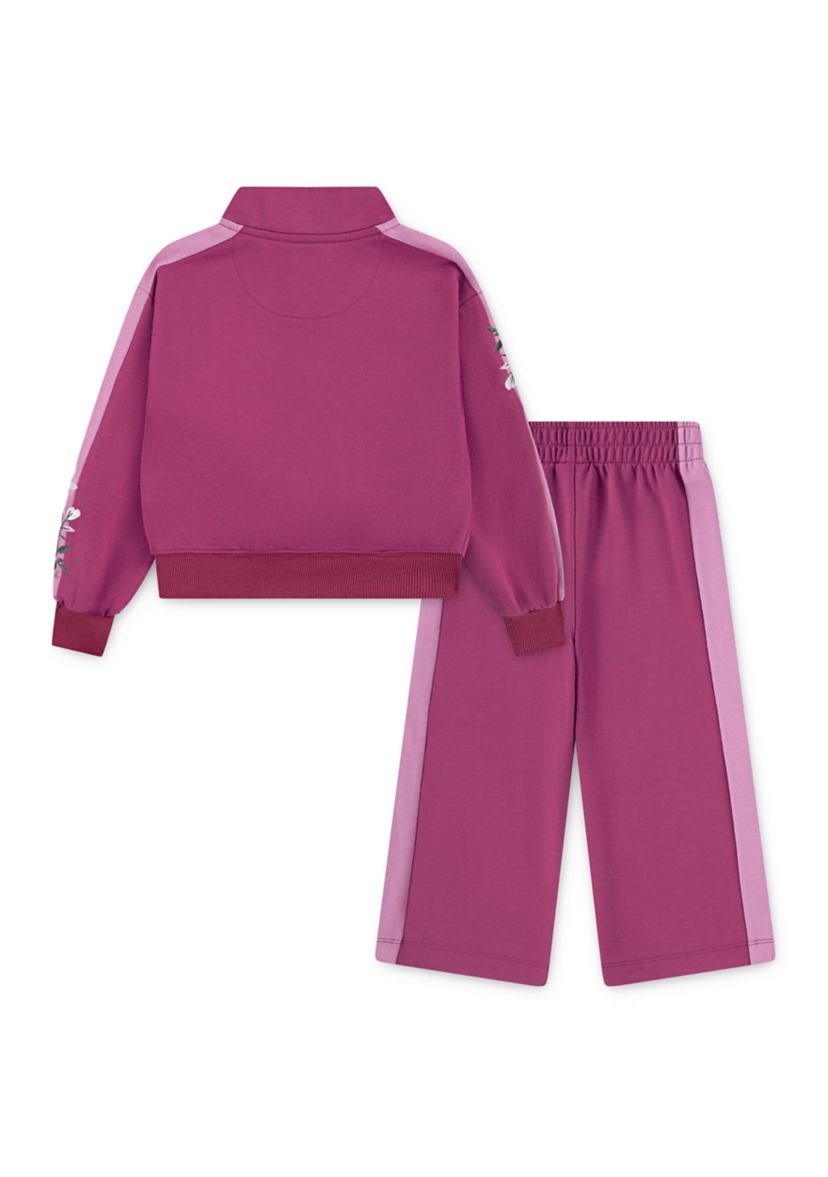 Toddler Girls Floral Printed Track Jacket and Pants Set