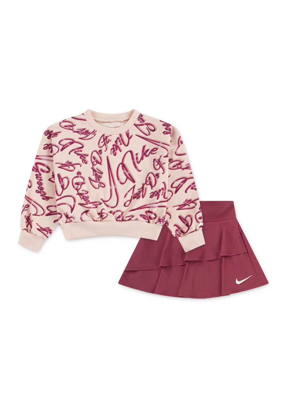 Toddler Girls Swoosh Printed Sweatshirt and Pointelle Skort Set