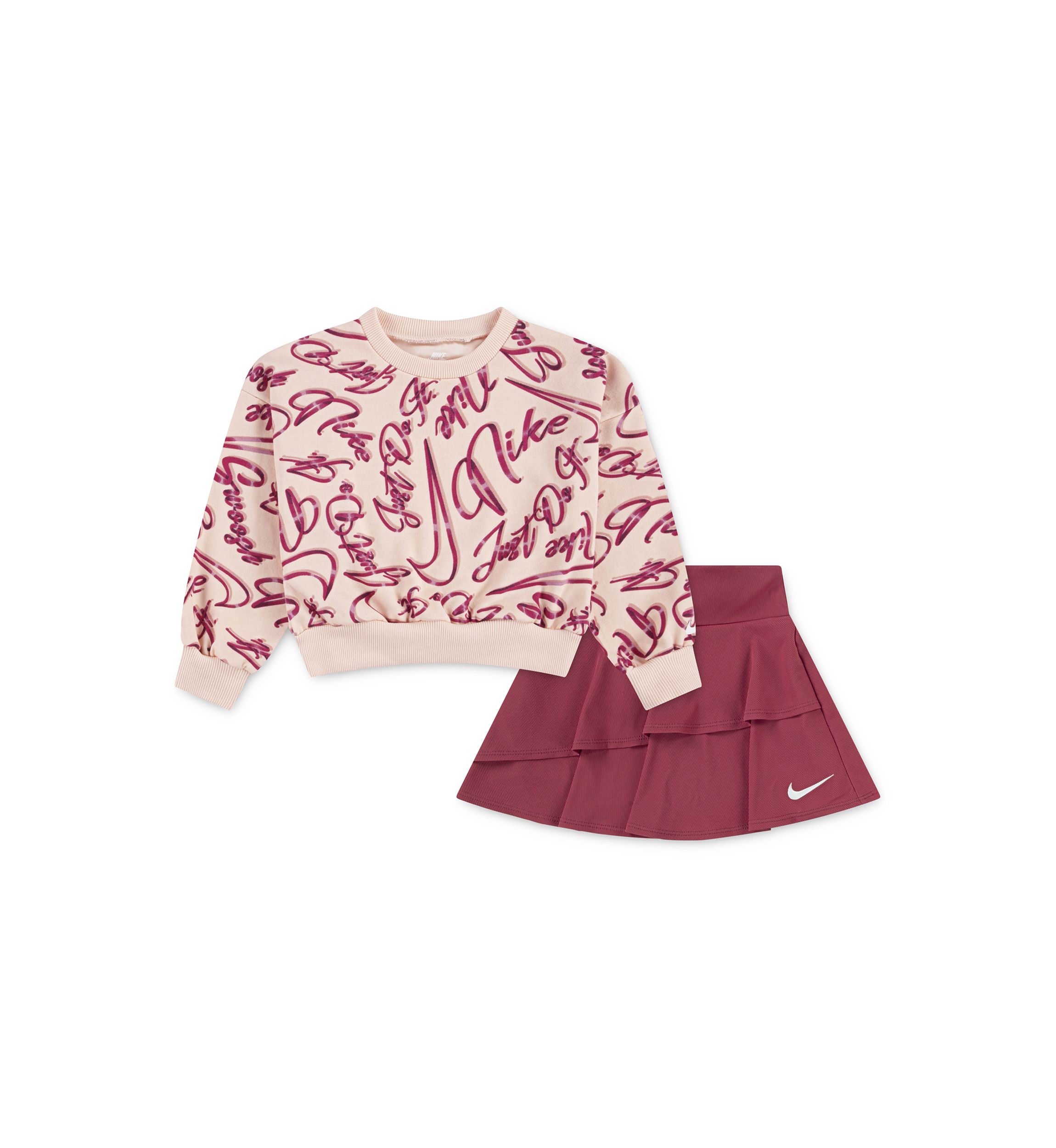 Toddler Girls Swoosh Printed Sweatshirt and Pointelle Skort Set
