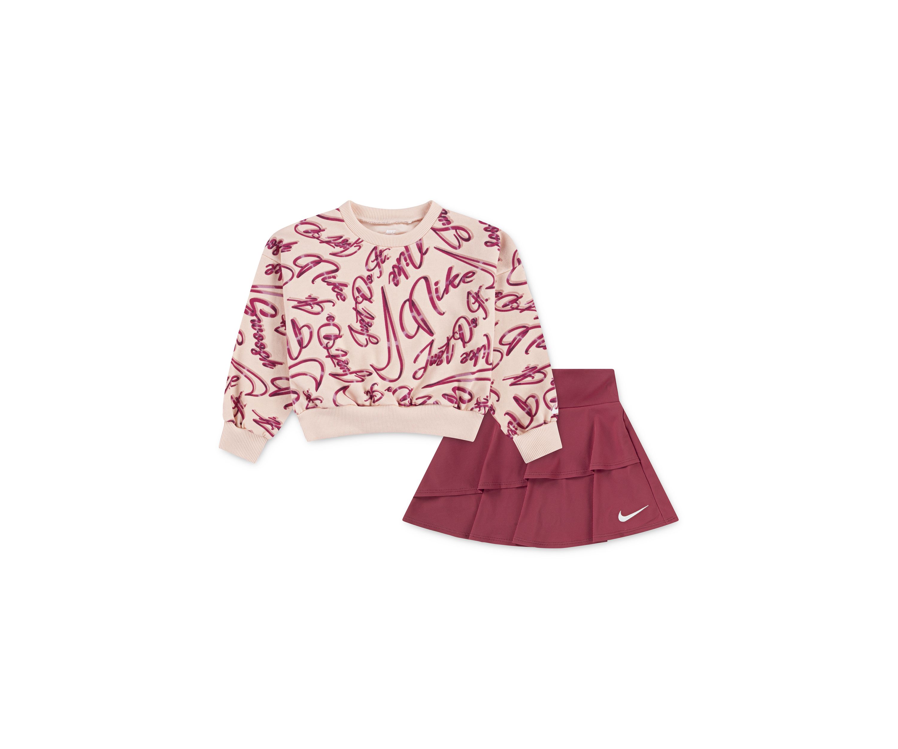 Toddler Girls Swoosh Printed Sweatshirt and Pointelle Skort Set
