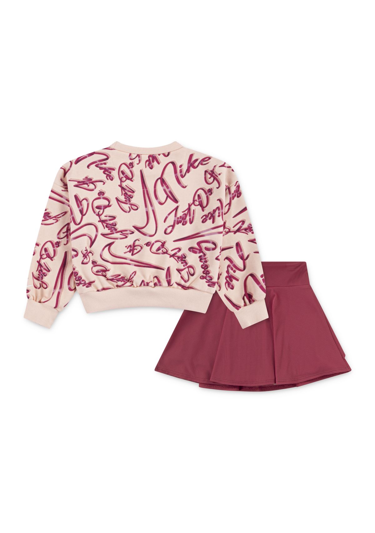 Toddler Girls Swoosh Printed Sweatshirt and Pointelle Skort Set