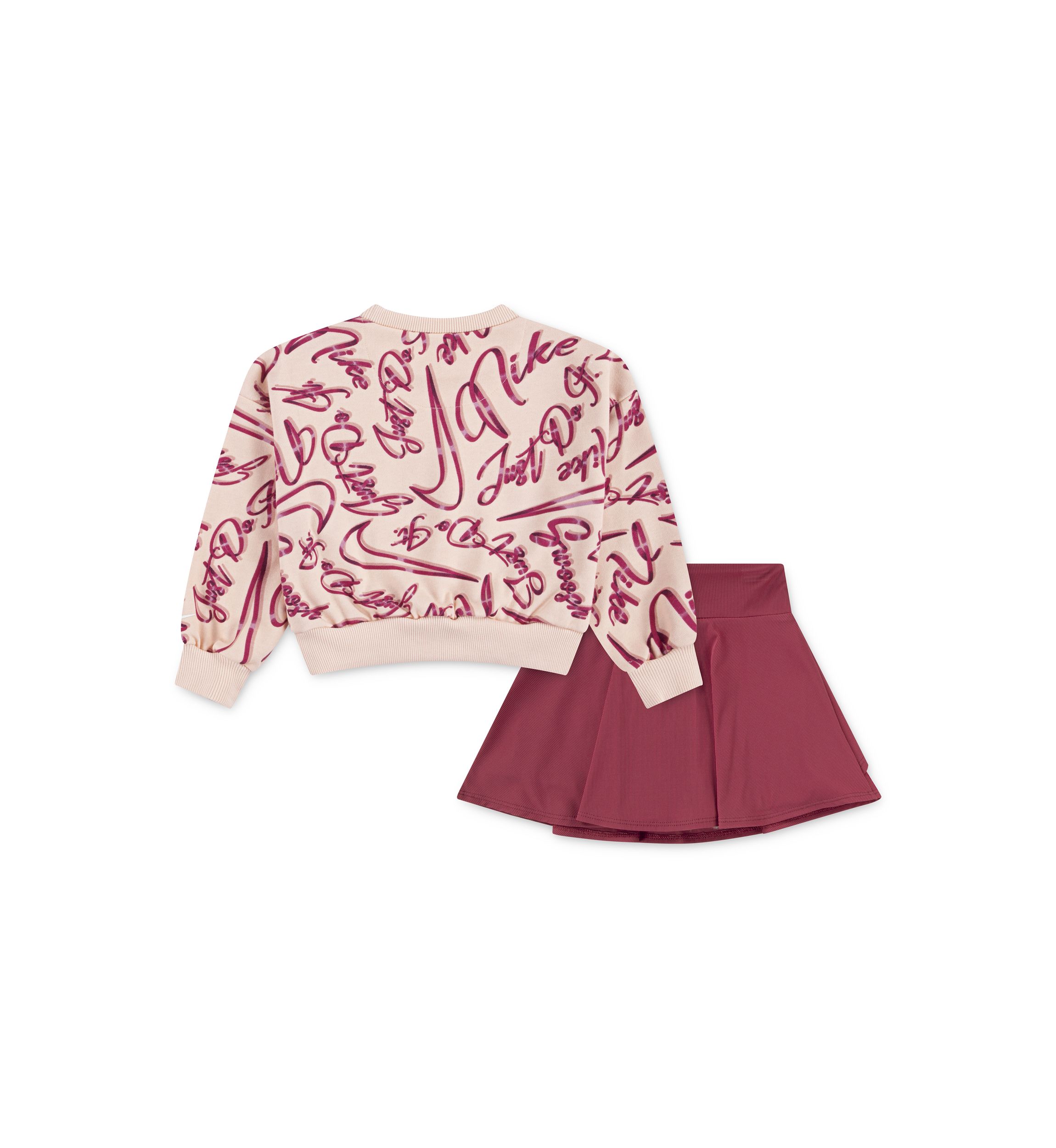 Toddler Girls Swoosh Printed Sweatshirt and Pointelle Skort Set