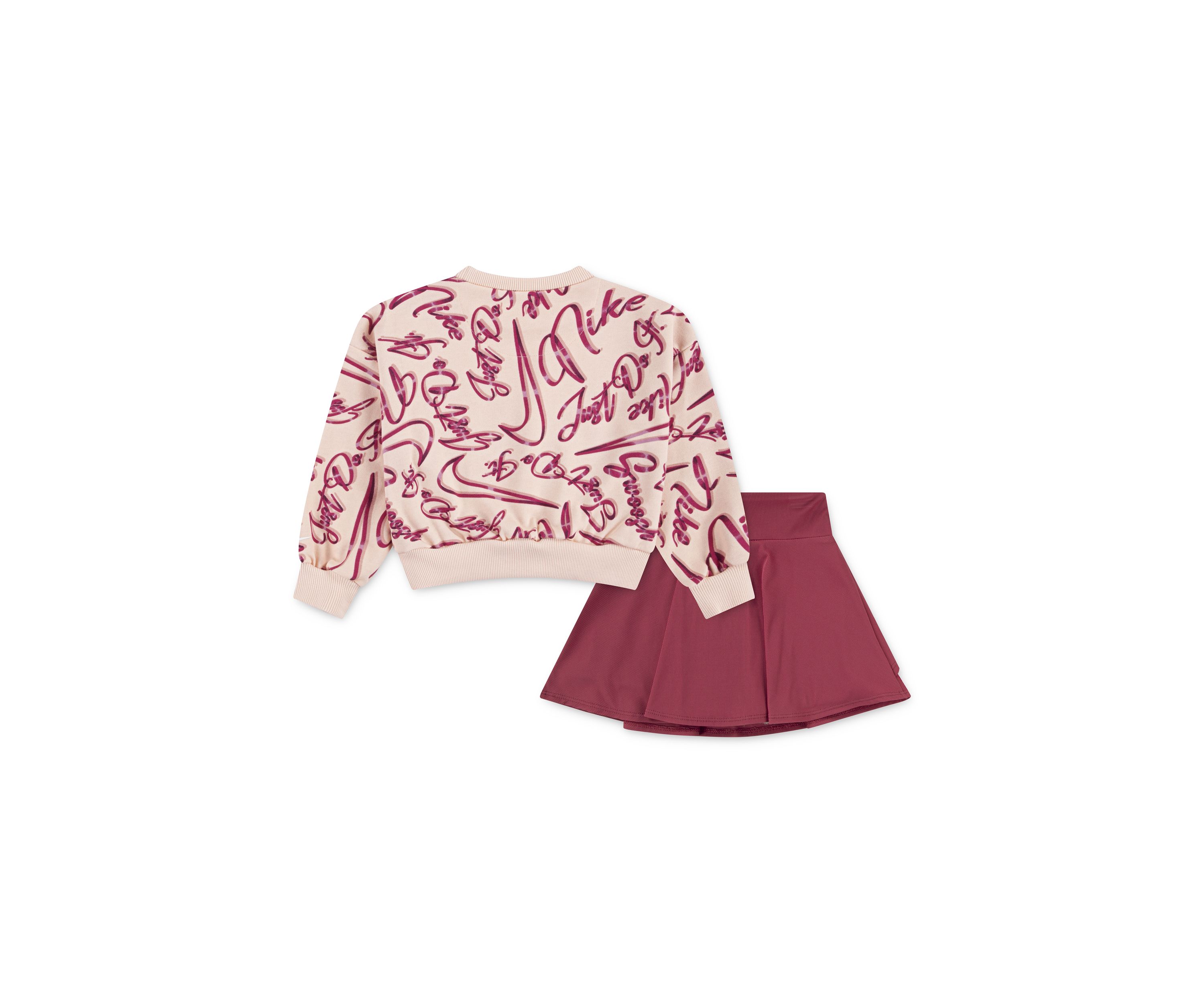 Toddler Girls Swoosh Printed Sweatshirt and Pointelle Skort Set