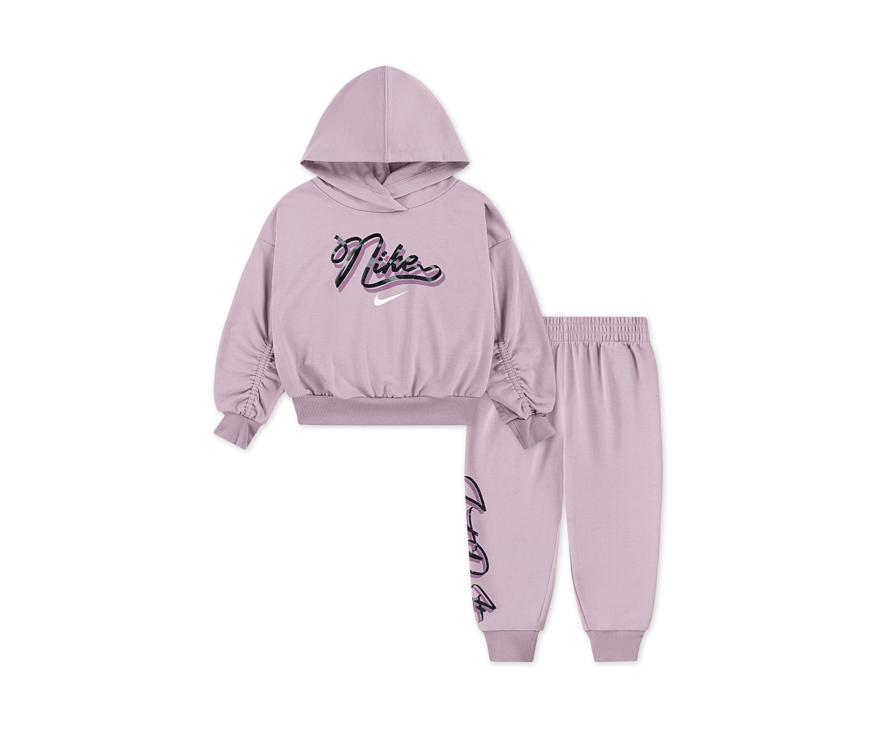 Toddler Girls Graphic Ruched Hoodie and Pants Set