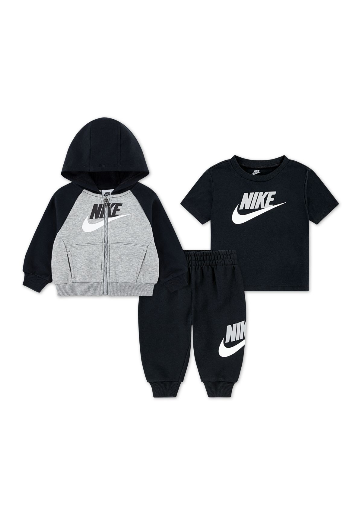 Baby Boys Three Piece Color Blocked Hoodie and Pants Set