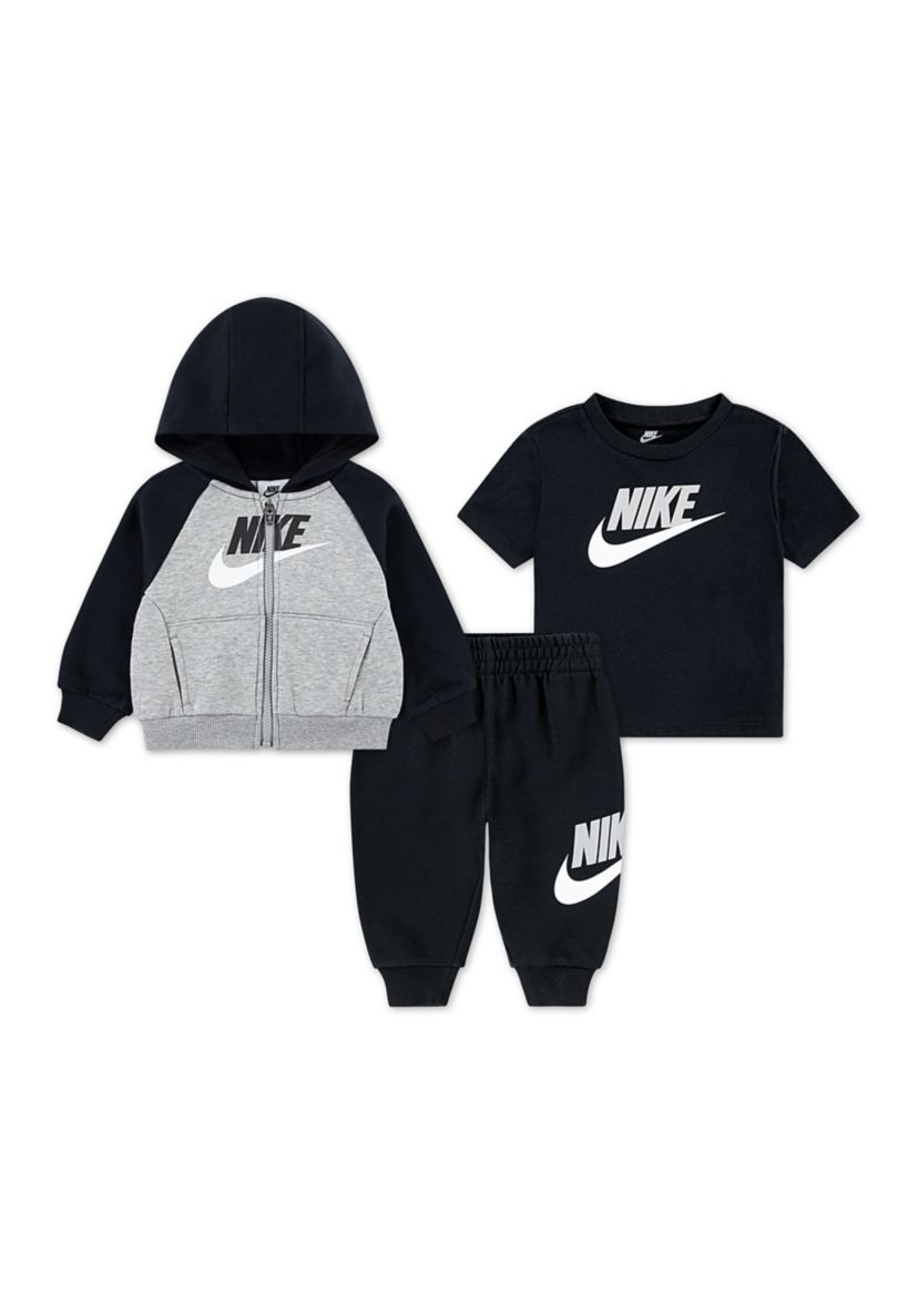 Baby Boys Three Piece Color Blocked Hoodie and Pants Set