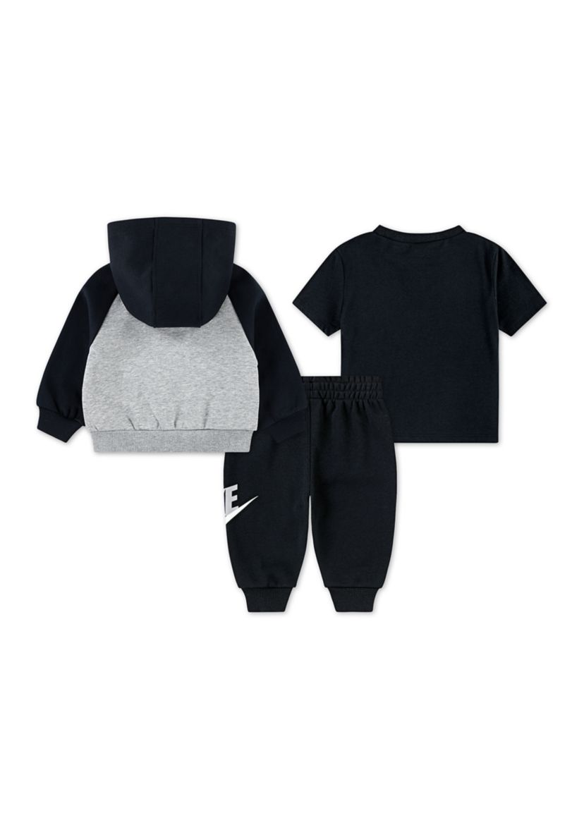 Baby Boys Three Piece Color Blocked Hoodie and Pants Set
