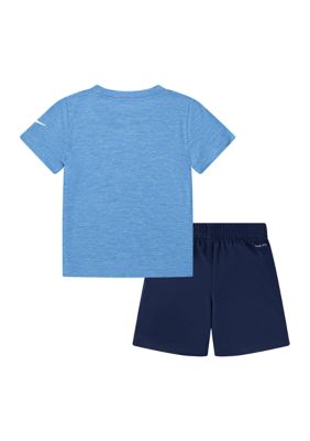 Calvin Klein Little Boys 2T-7 Short Sleeve Two Logo T-Shirts And French  Terry Shorts Three Piece Set