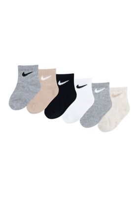Nike Girls Solid Multicolored Socks - 6 Pack, Grey, 18 - 24 Months