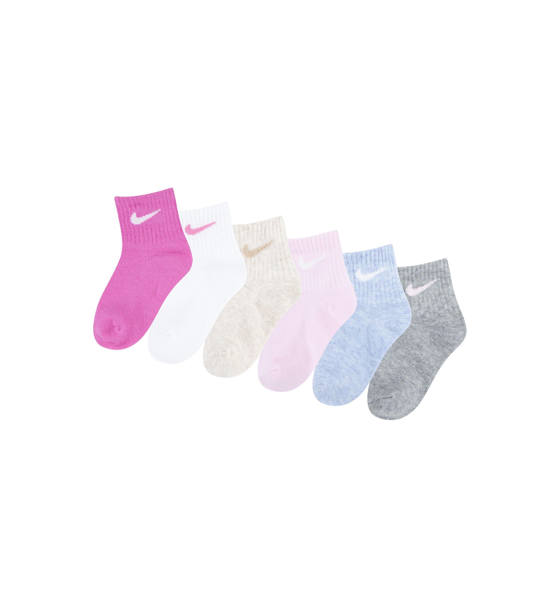 Girls Solid Multicolored Socks - 6 Pack