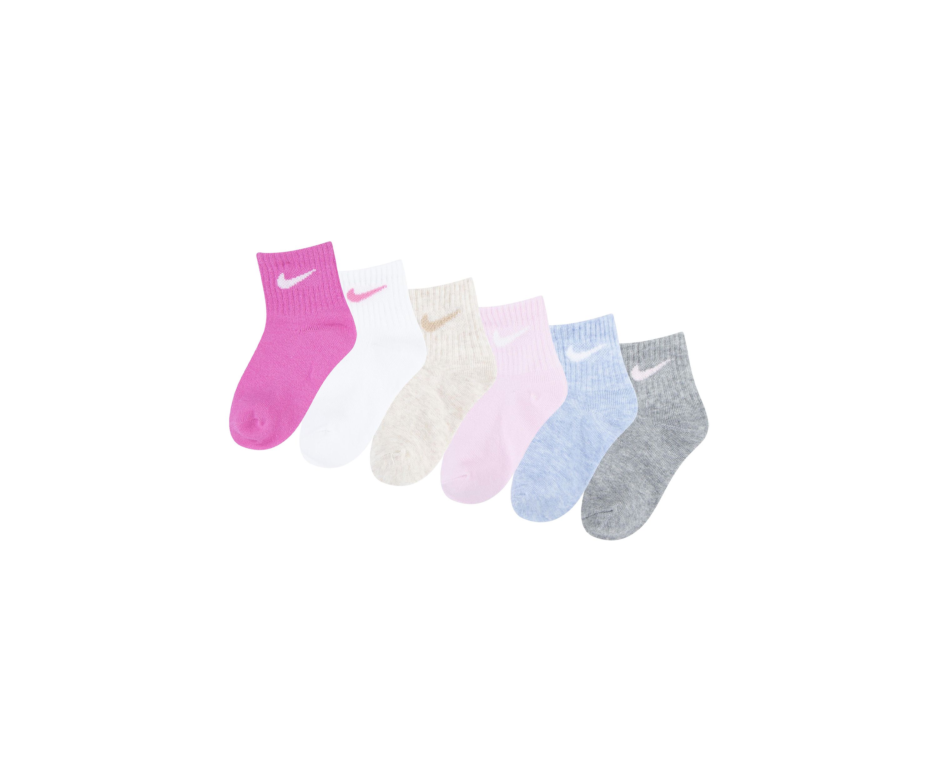 Girls Solid Multicolored Socks - 6 Pack