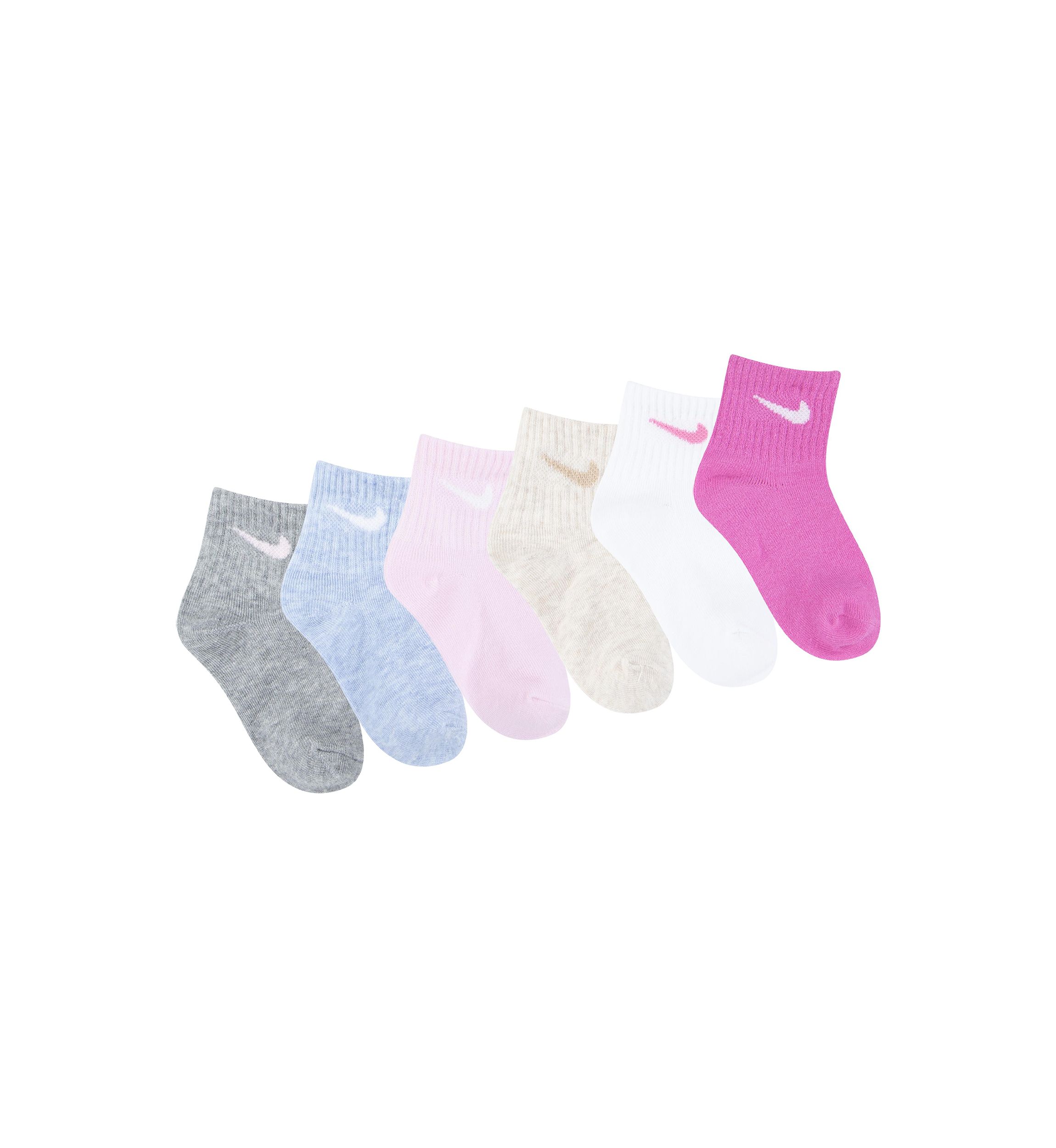 Girls Solid Multicolored Socks - 6 Pack