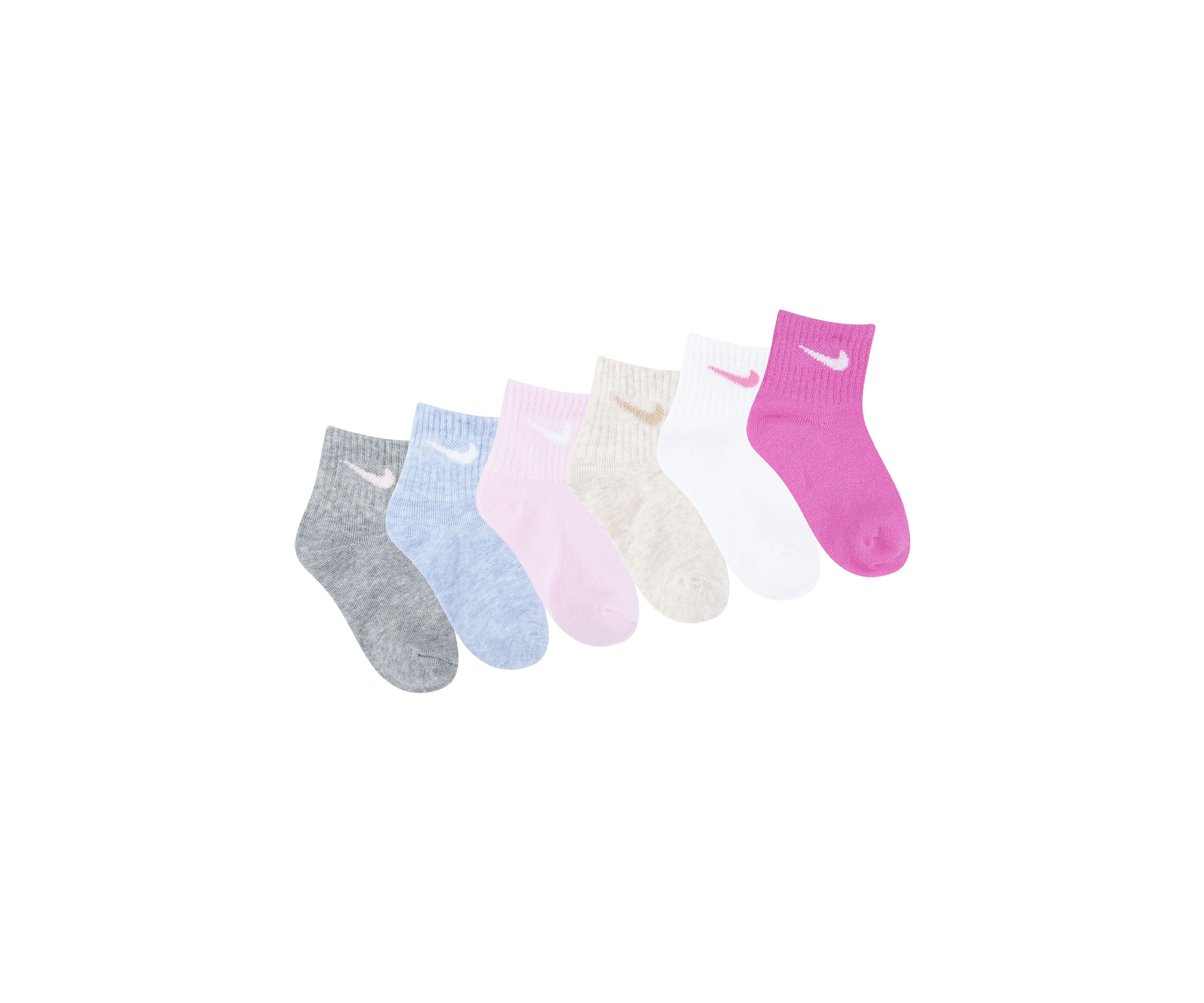 Girls Solid Multicolored Socks - 6 Pack
