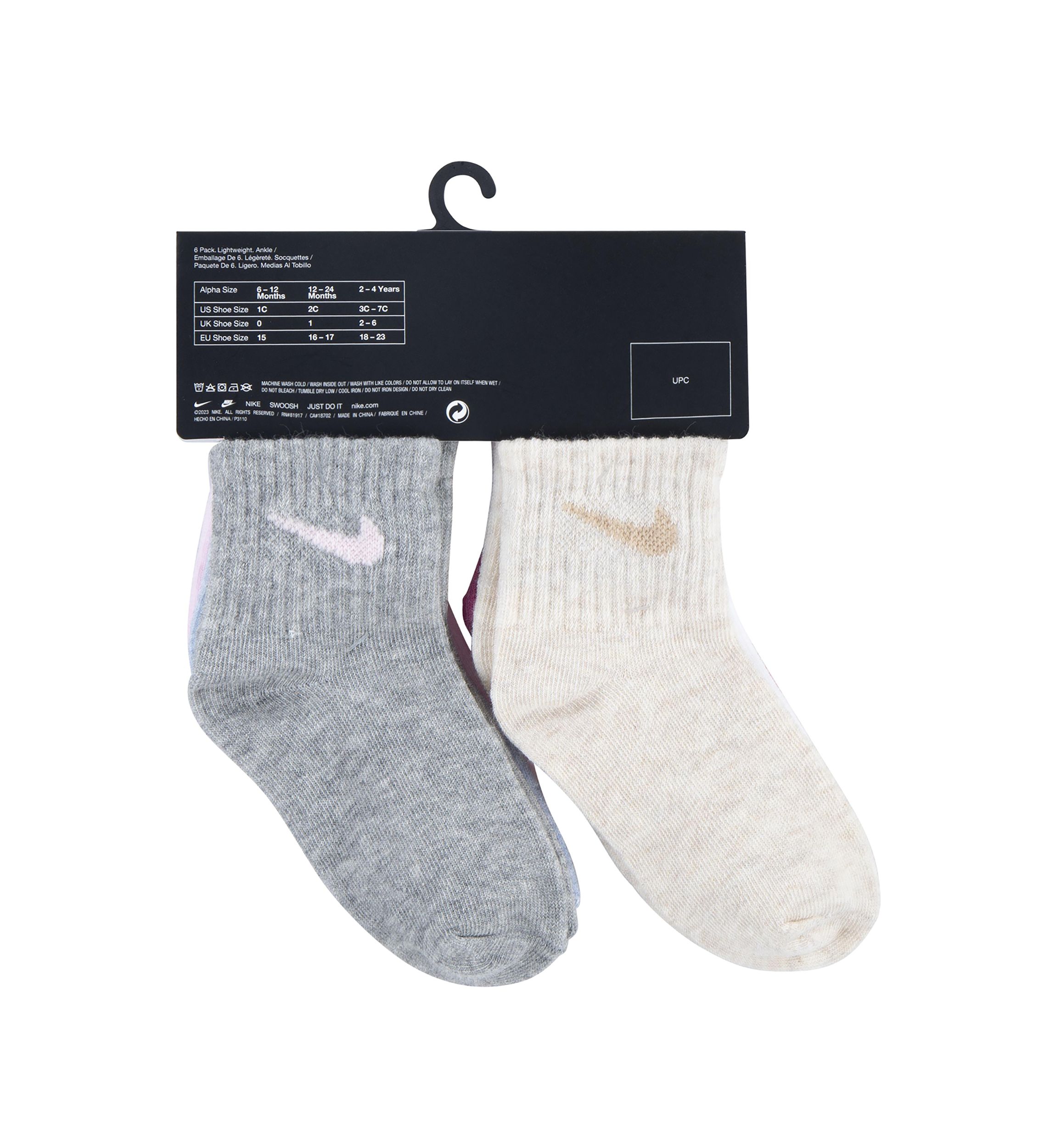 Girls Solid Multicolored Socks - 6 Pack