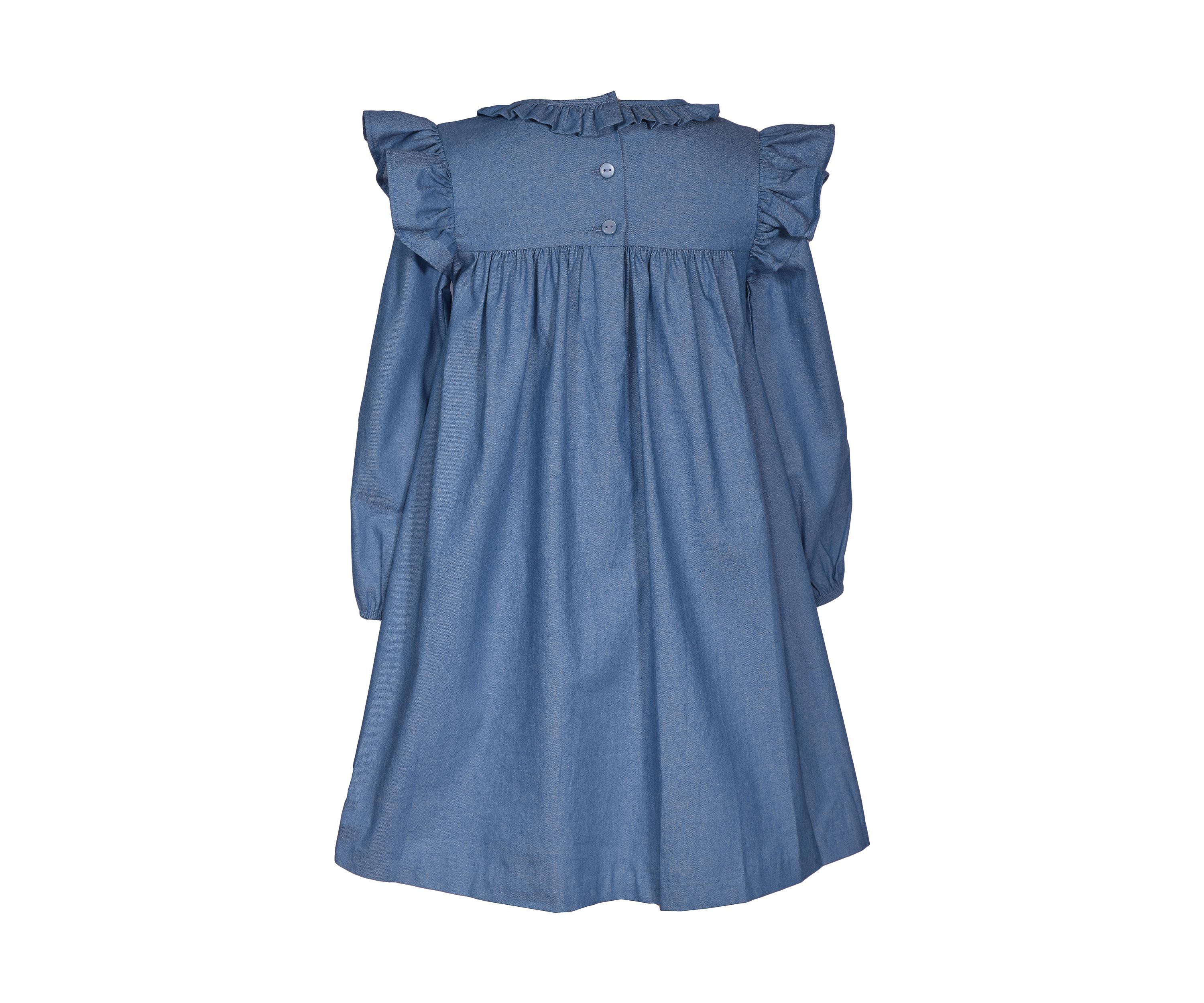 Girls 4-6x Denim Embroidered Dress