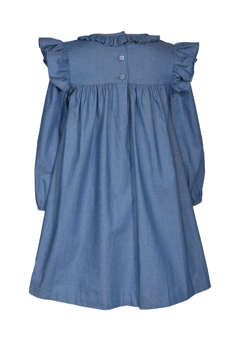 Girls 4-6x Denim Embroidered Dress