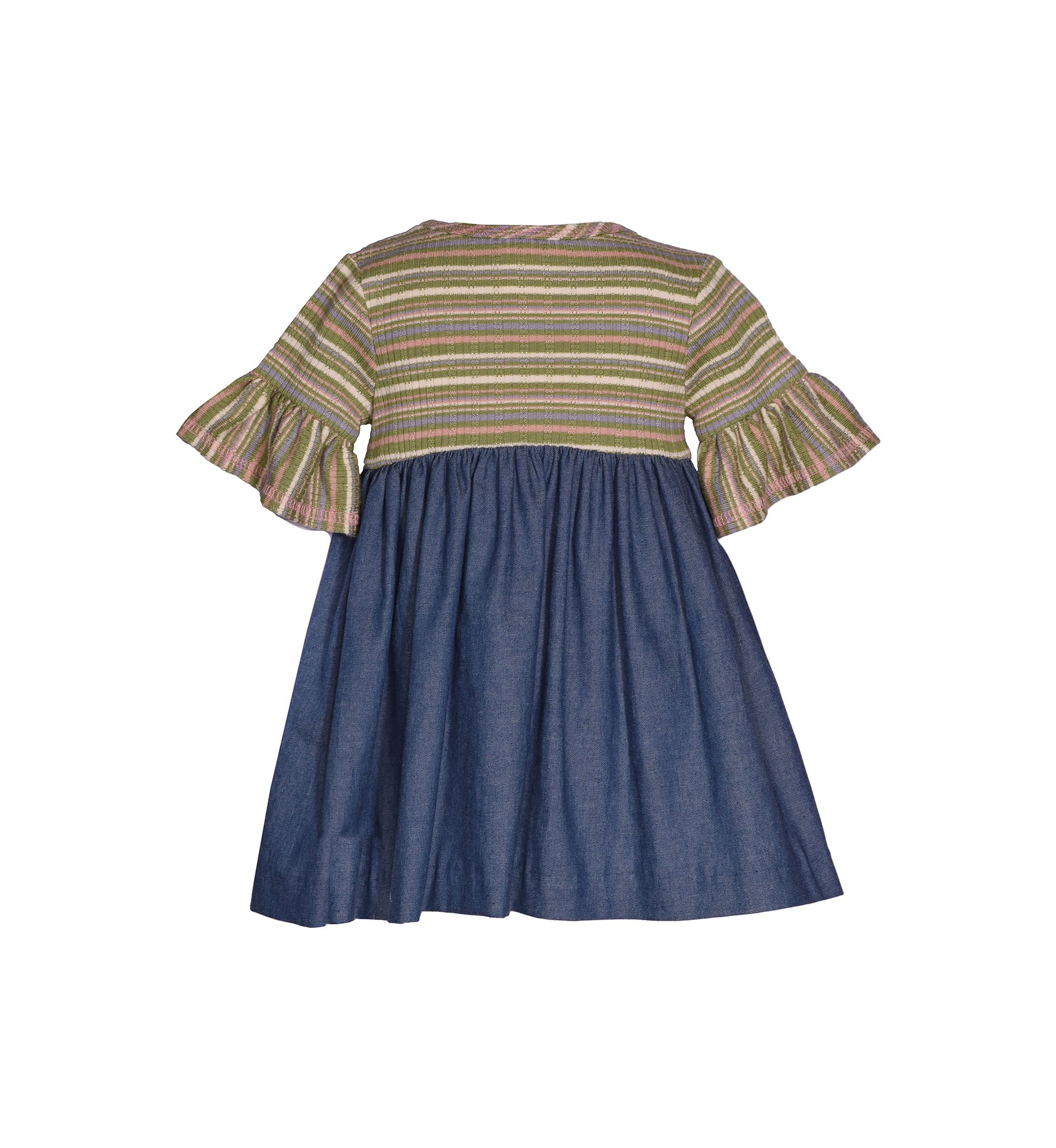 Girls 4-6x Striped Rib Knit Denim Dress