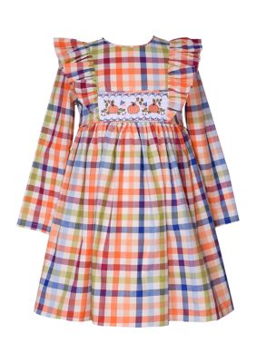 Bonnie Jean Girls 4-6x Multi Plaid Harvest Smocked Dress | belk