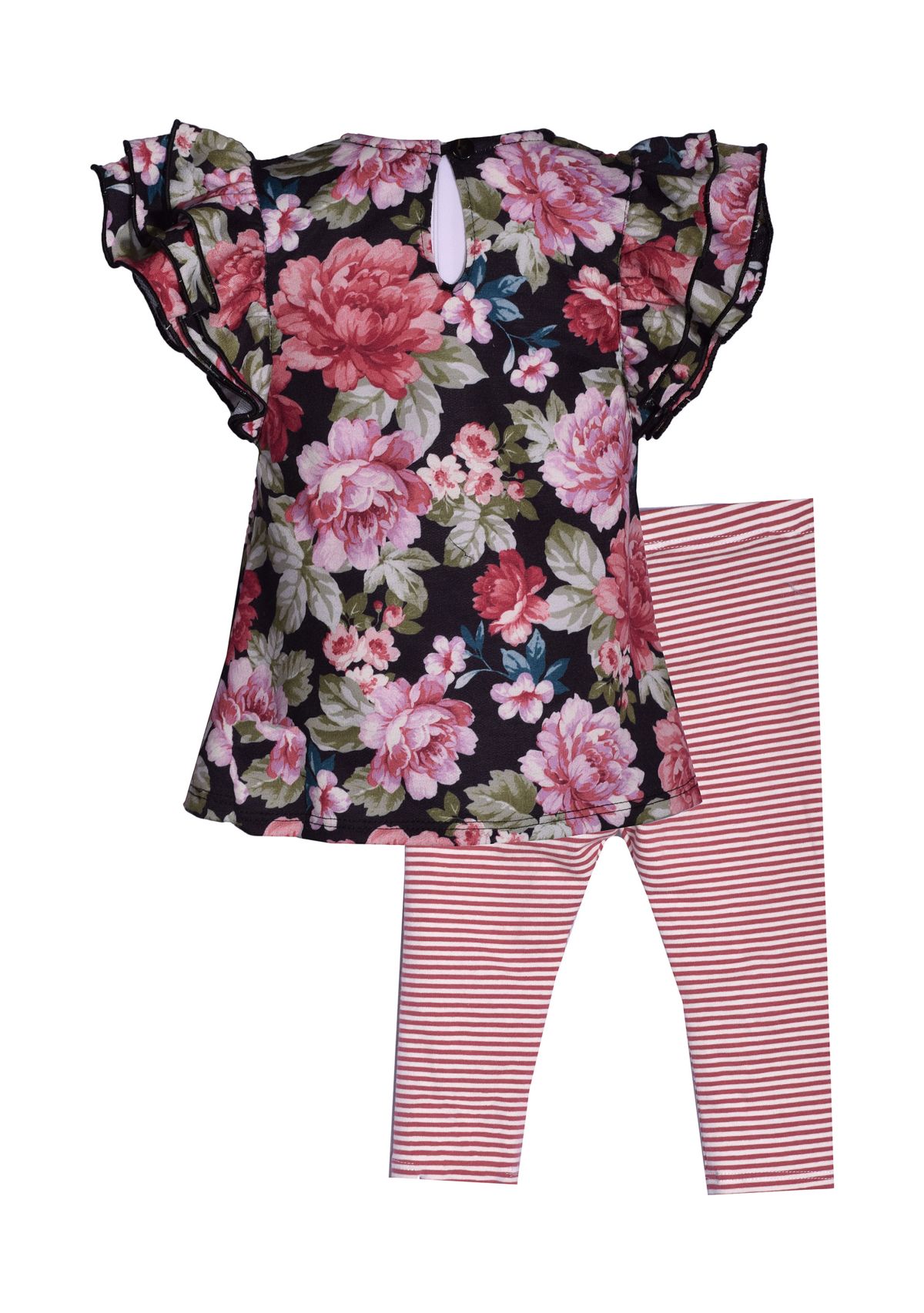 Girls 4-6x Floral Top and Stripe Knit Leggings Set