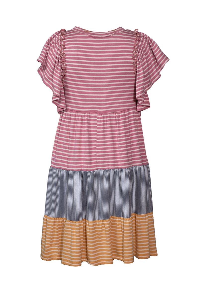 Girls 4-6x Multi Stripe Knit Dress with Necklace