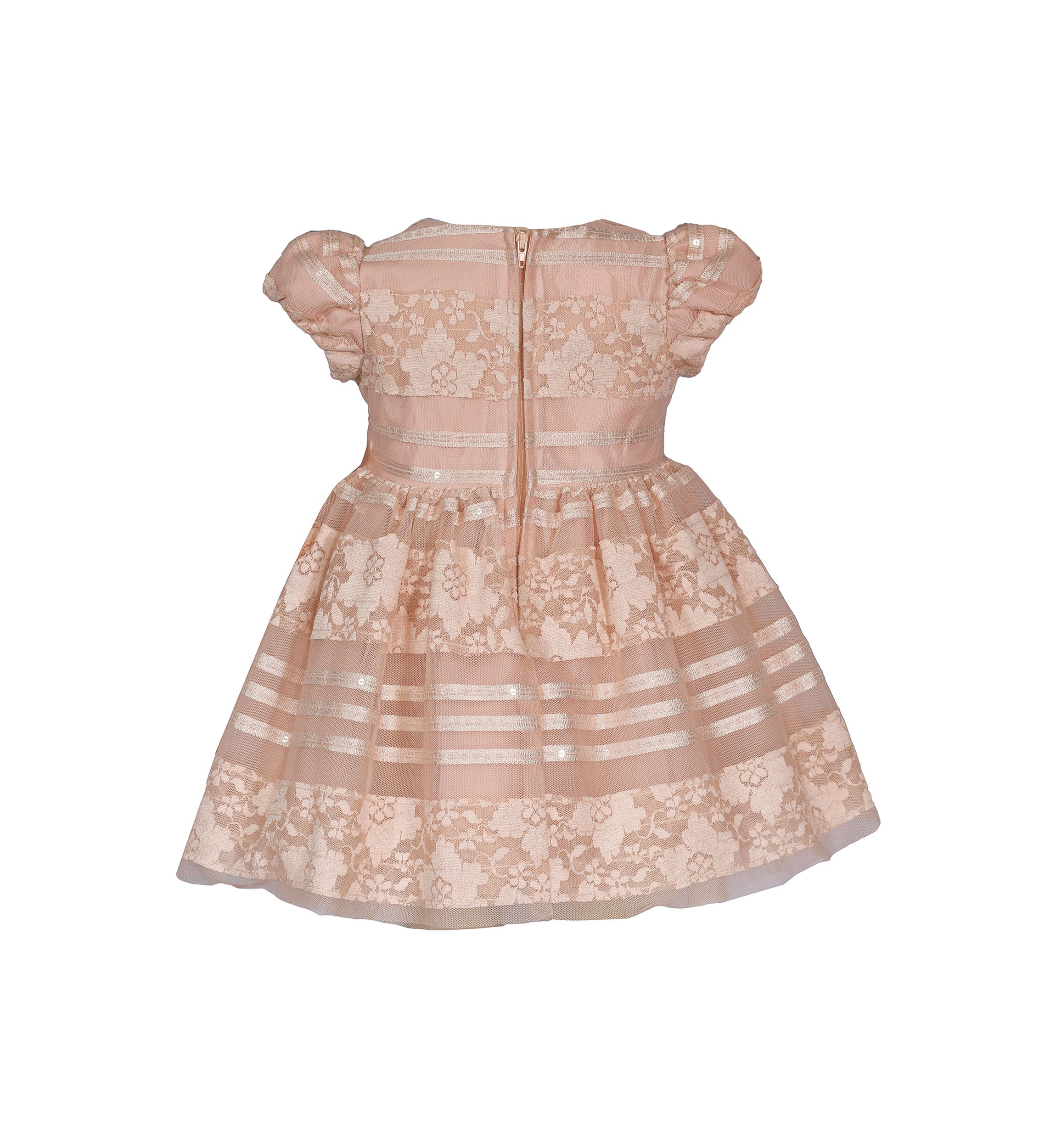 Girls 4-6x Lace Stripe Party Dress with Headband