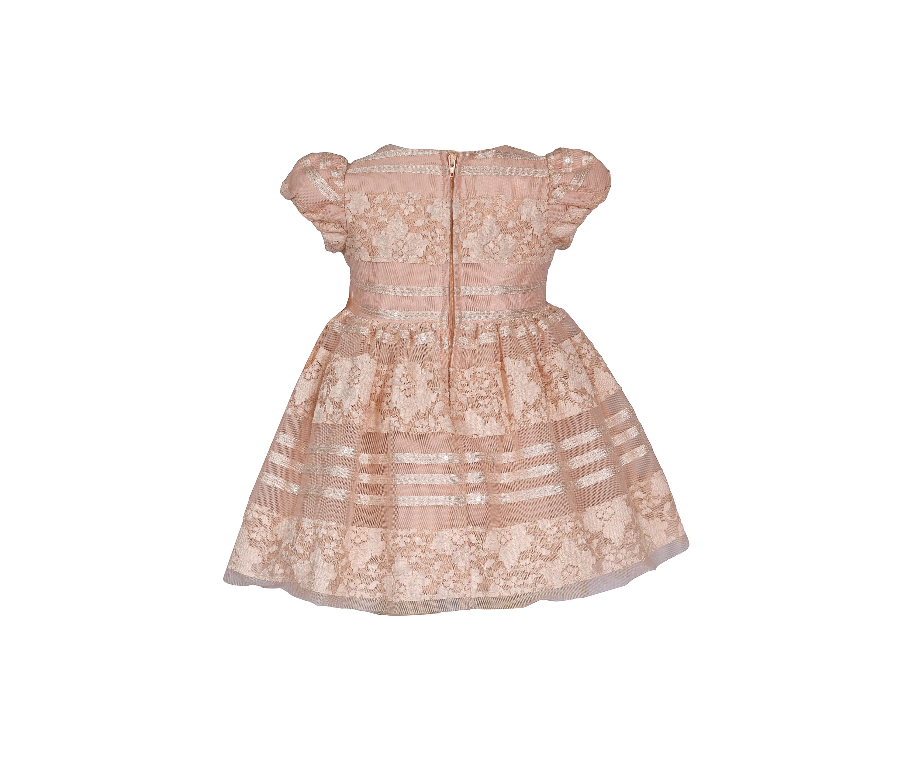 Girls 4-6x Lace Stripe Party Dress with Headband