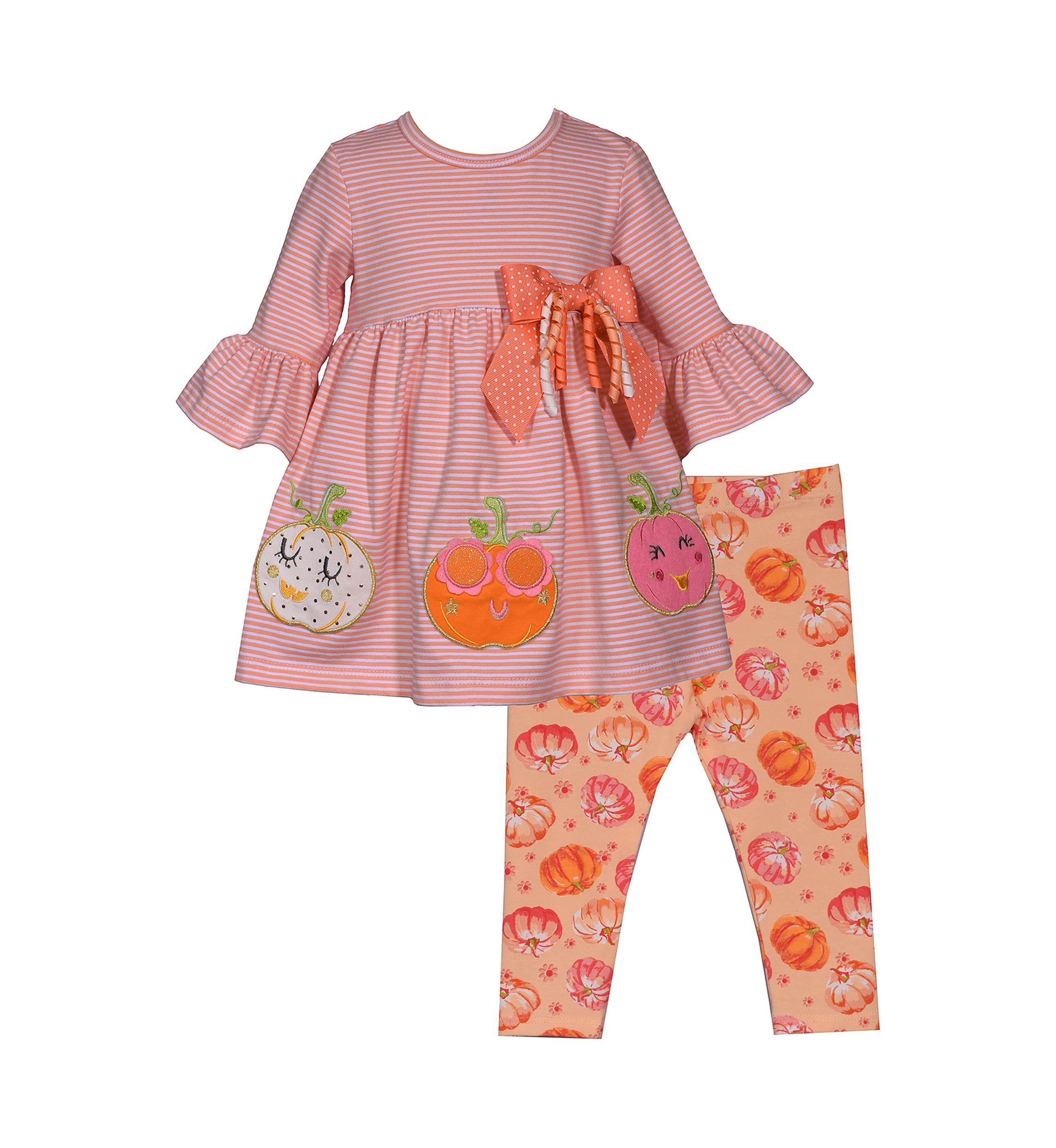 Girls 4-6x Hanging Happy Pumpkin Appliqué Top and Printed Leggings Set